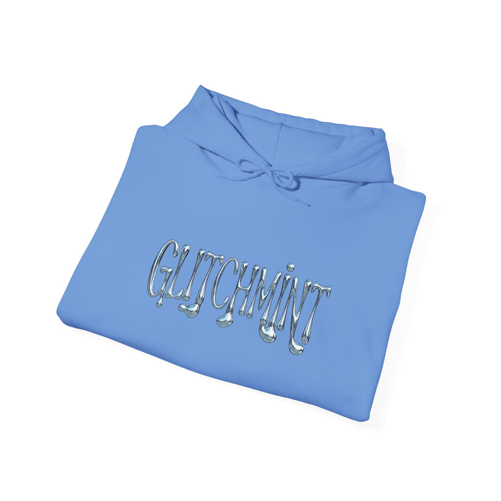 Retro-Futurist Chrome Liquid Logo Hoodie - Y2K Aesthetic