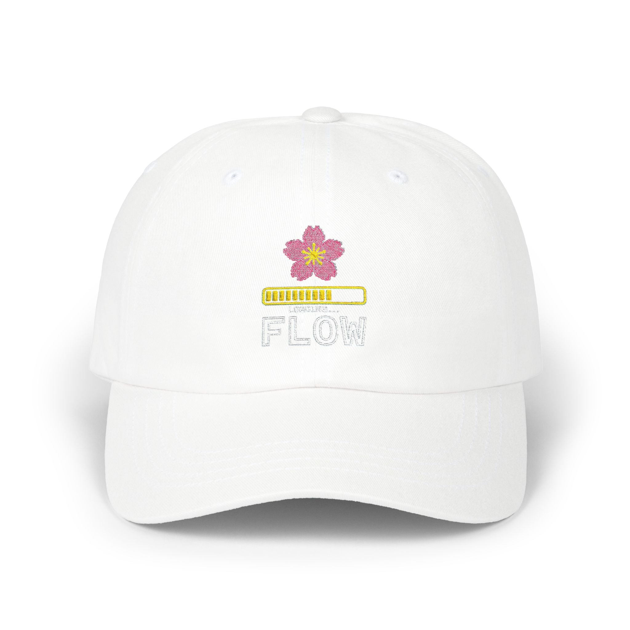 Cyber Sakura Embroidered Dad Hat - Retro-Futurism Y2K Tech Cap