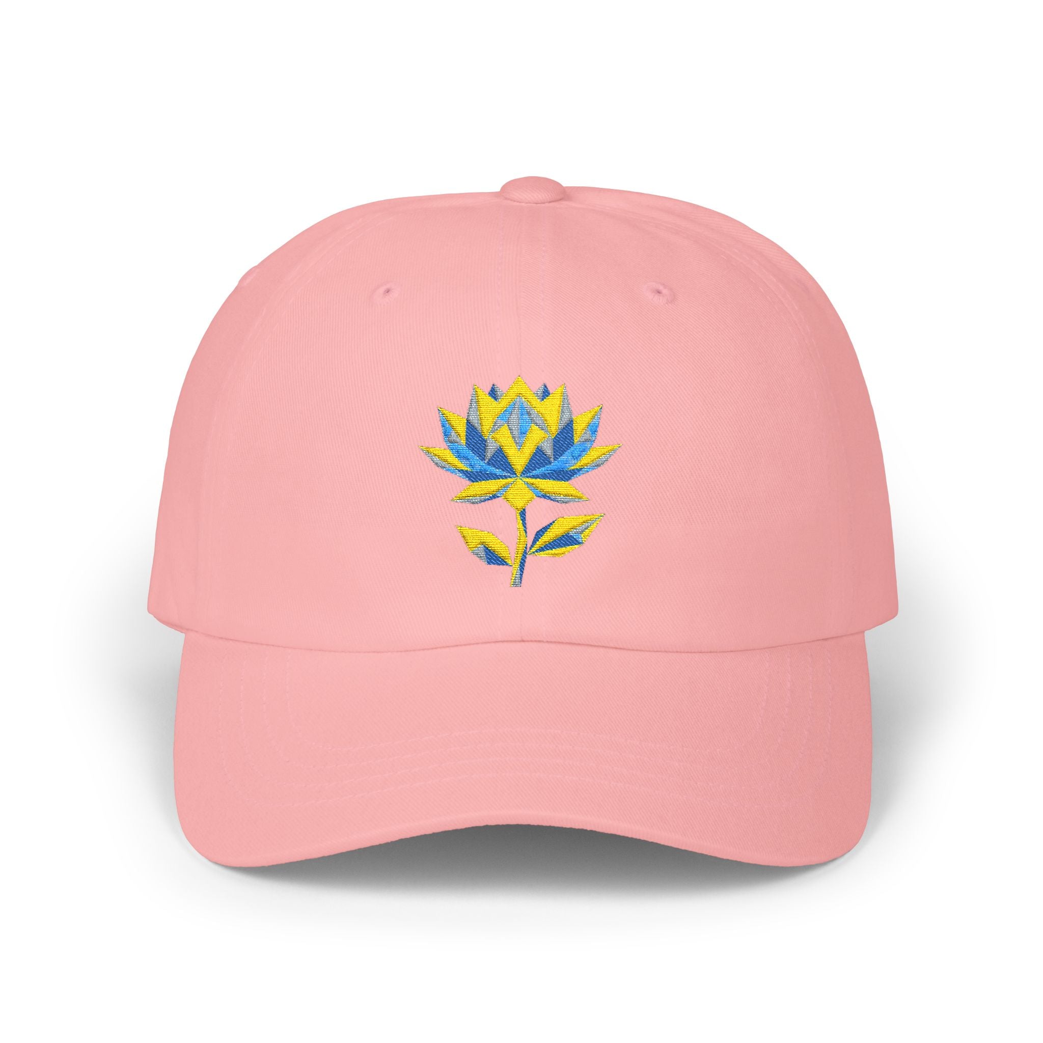 Embroidered Dad Hat - Low Poly Lotus Cyberpunk Aesthetic