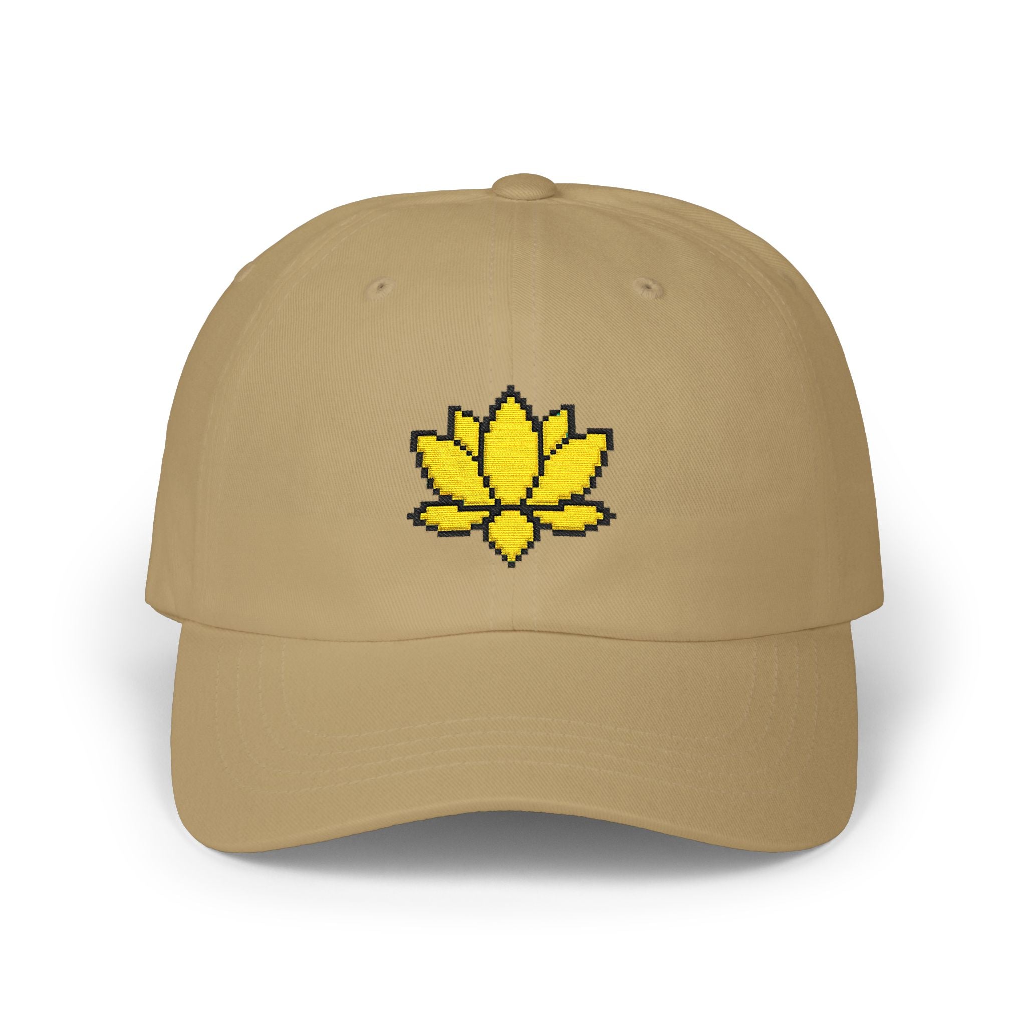 Embroidered Pixel Lotus Dad Hat | Minimalist Y2K Tech Cap