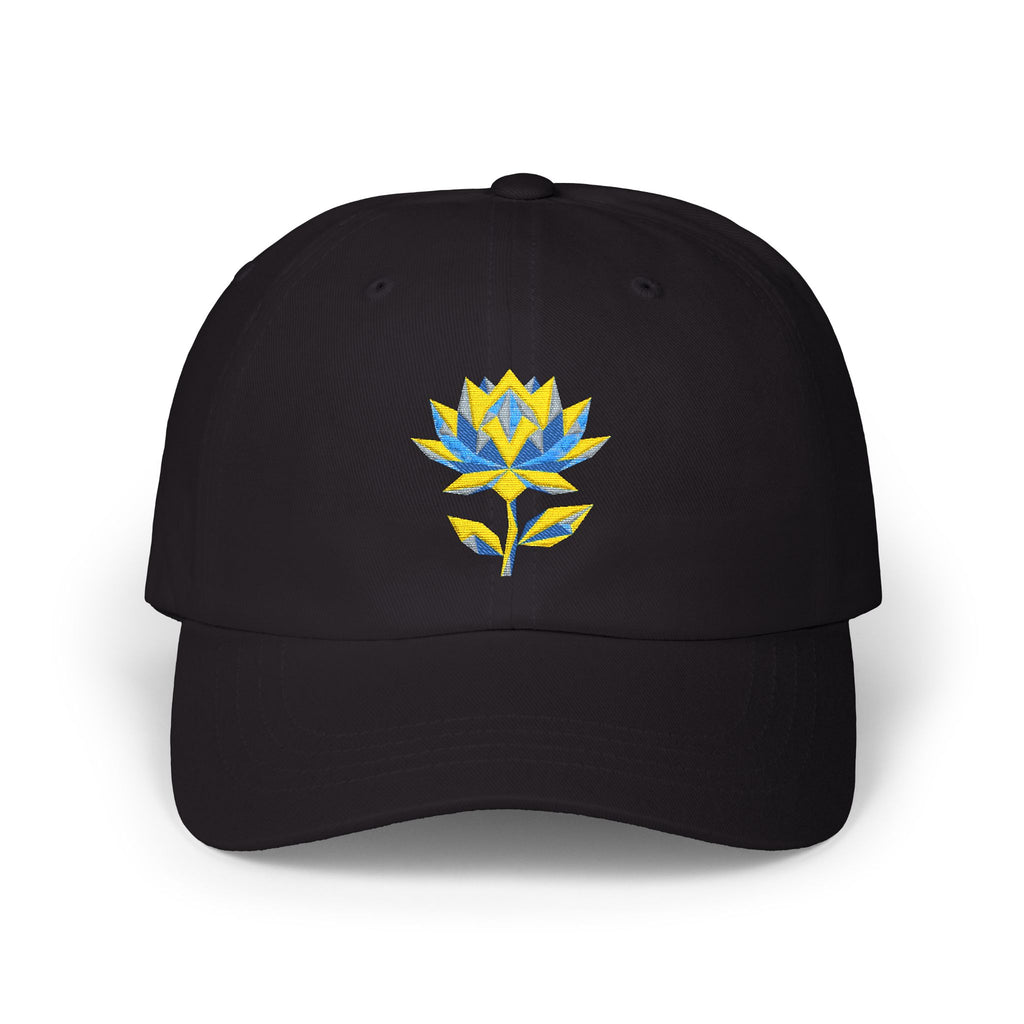 Embroidered Dad Hat - Low Poly Lotus Cyberpunk Aesthetic