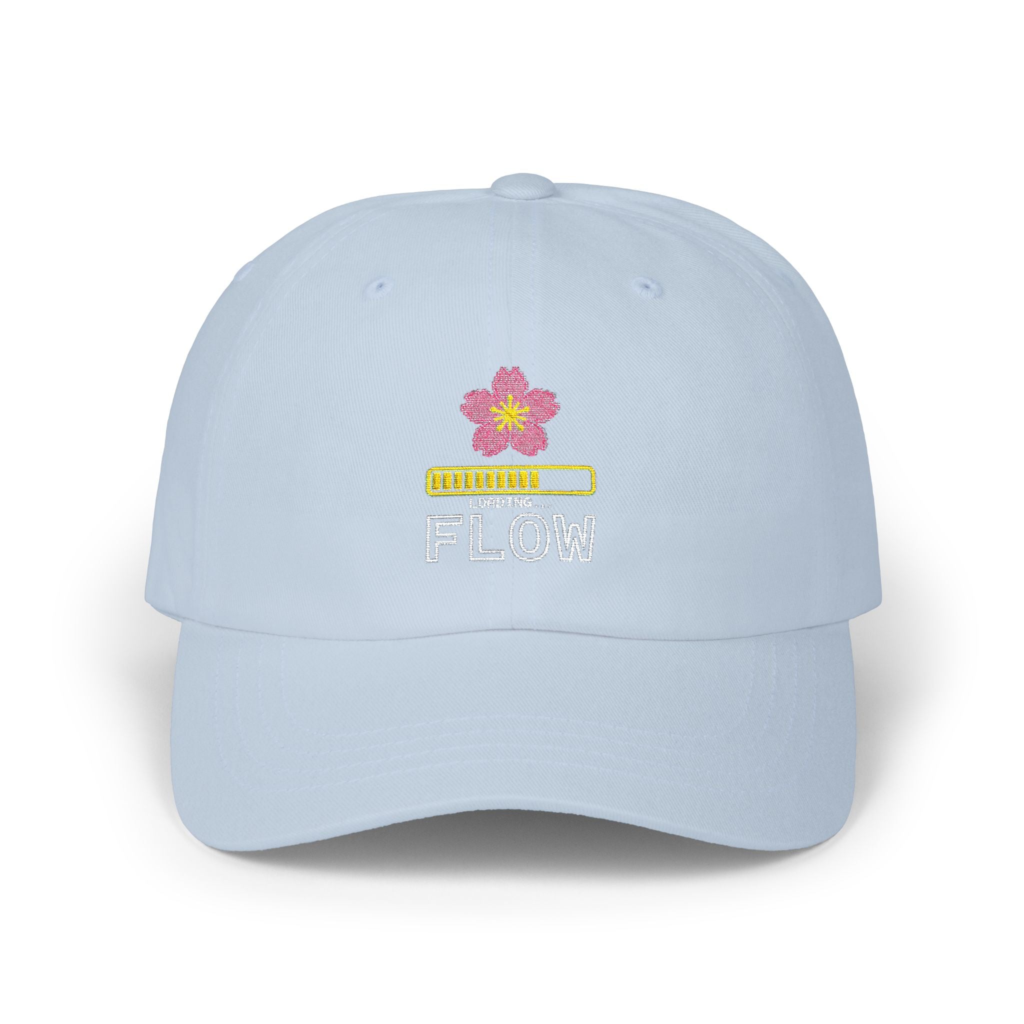 Cyber Sakura Embroidered Dad Hat - Retro-Futurism Y2K Tech Cap