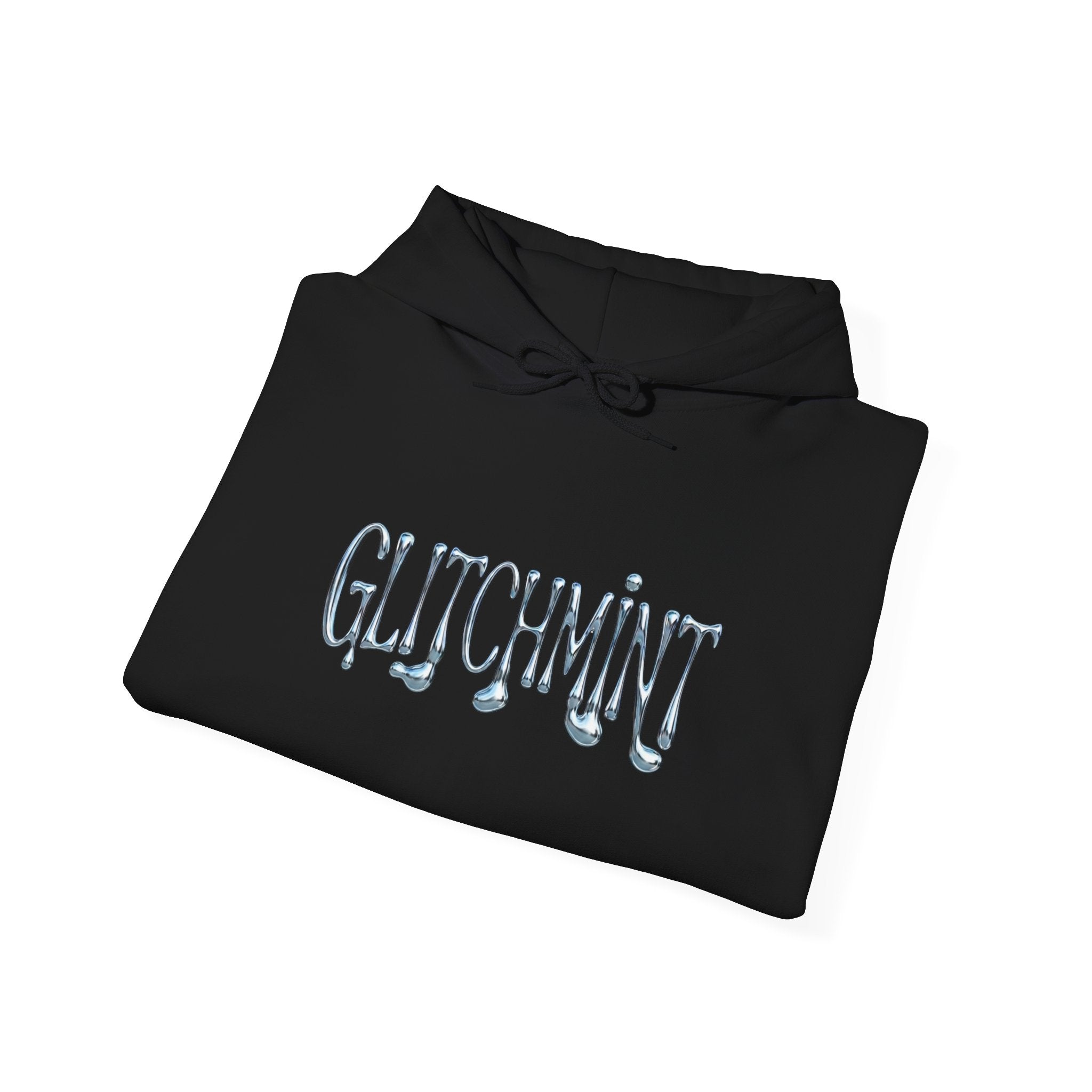 Retro-Futurist Chrome Liquid Logo Hoodie - Y2K Aesthetic