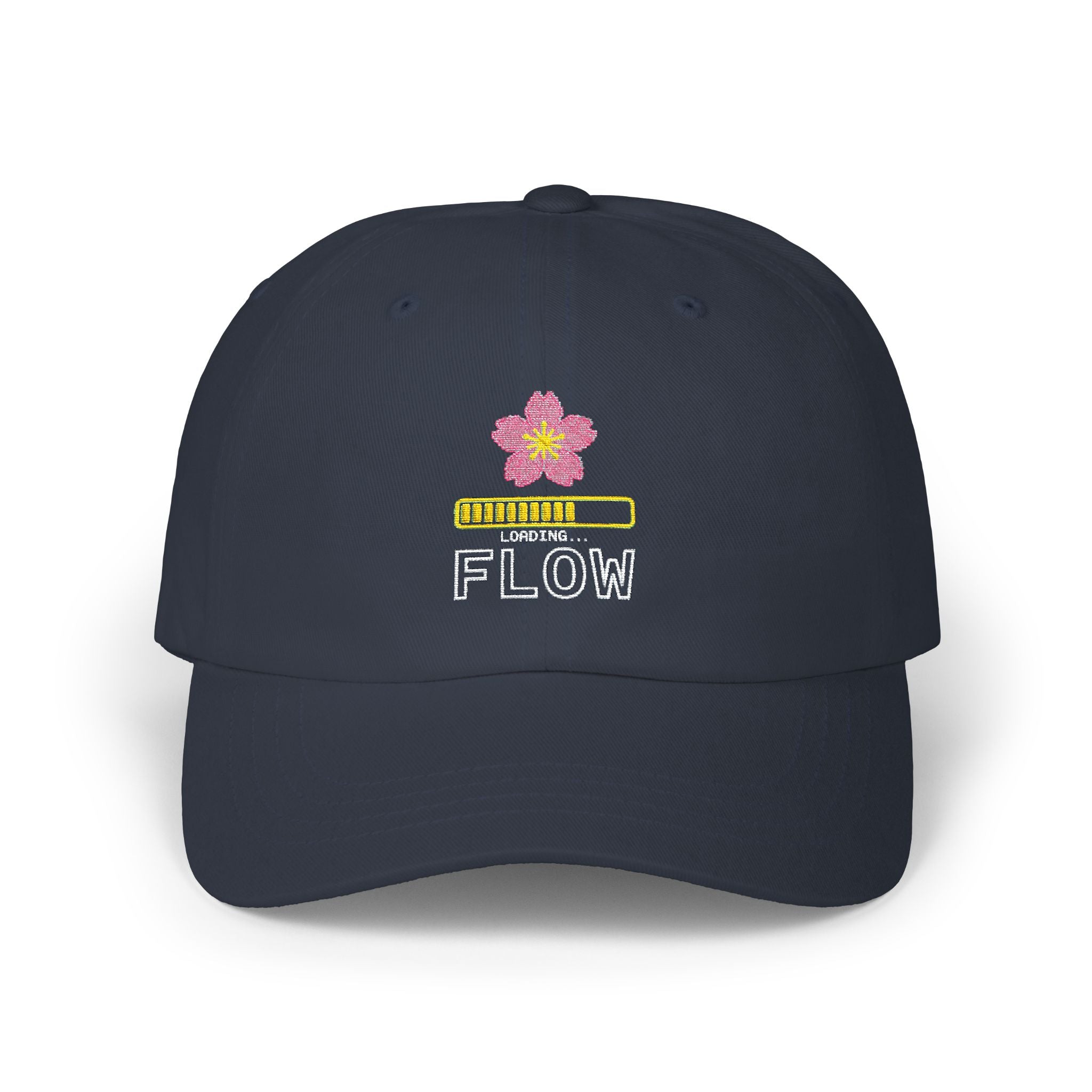 Cyber Sakura Embroidered Dad Hat - Retro-Futurism Y2K Tech Cap