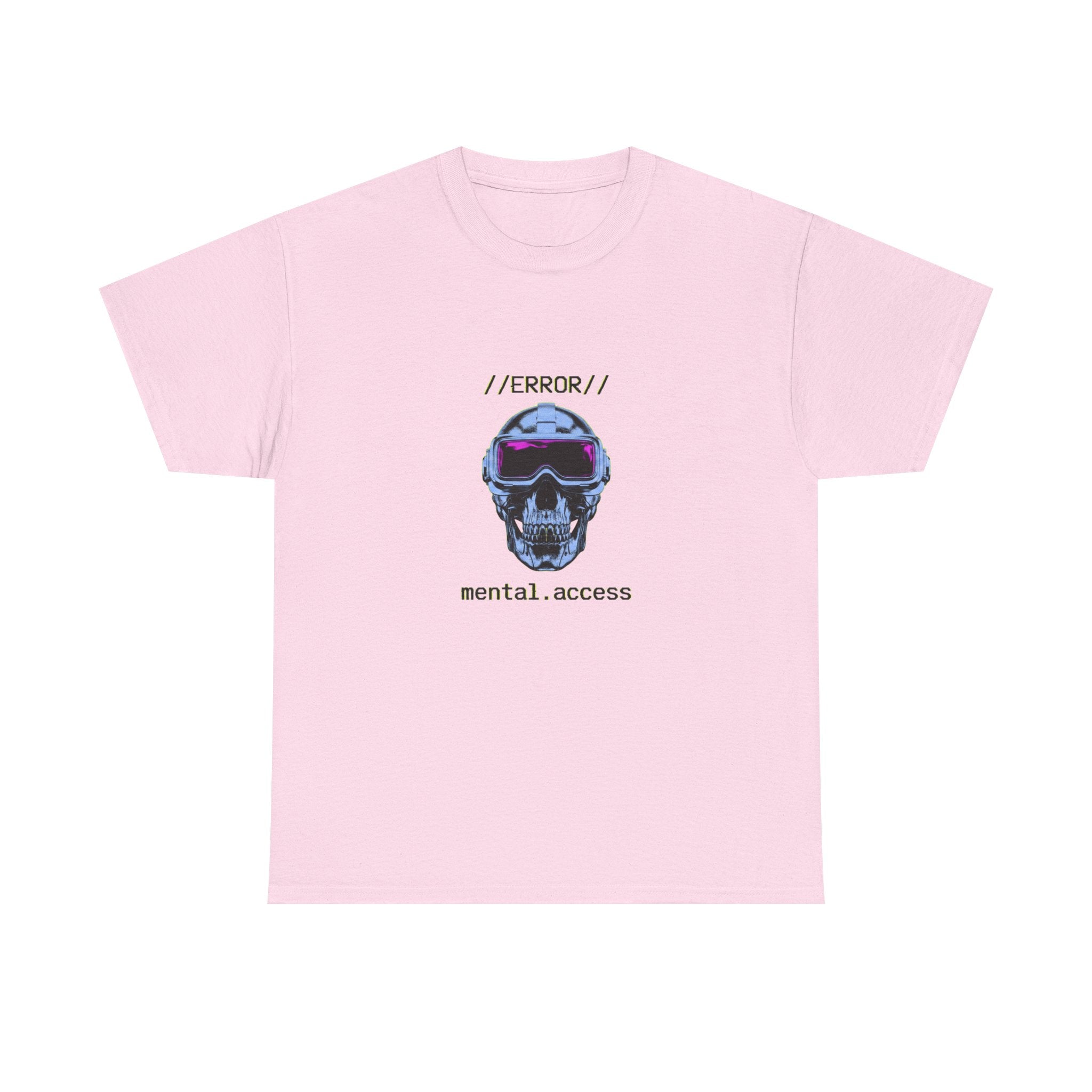 Unisex Heavyweight Tee - Mental Access 404 Chrome Skull