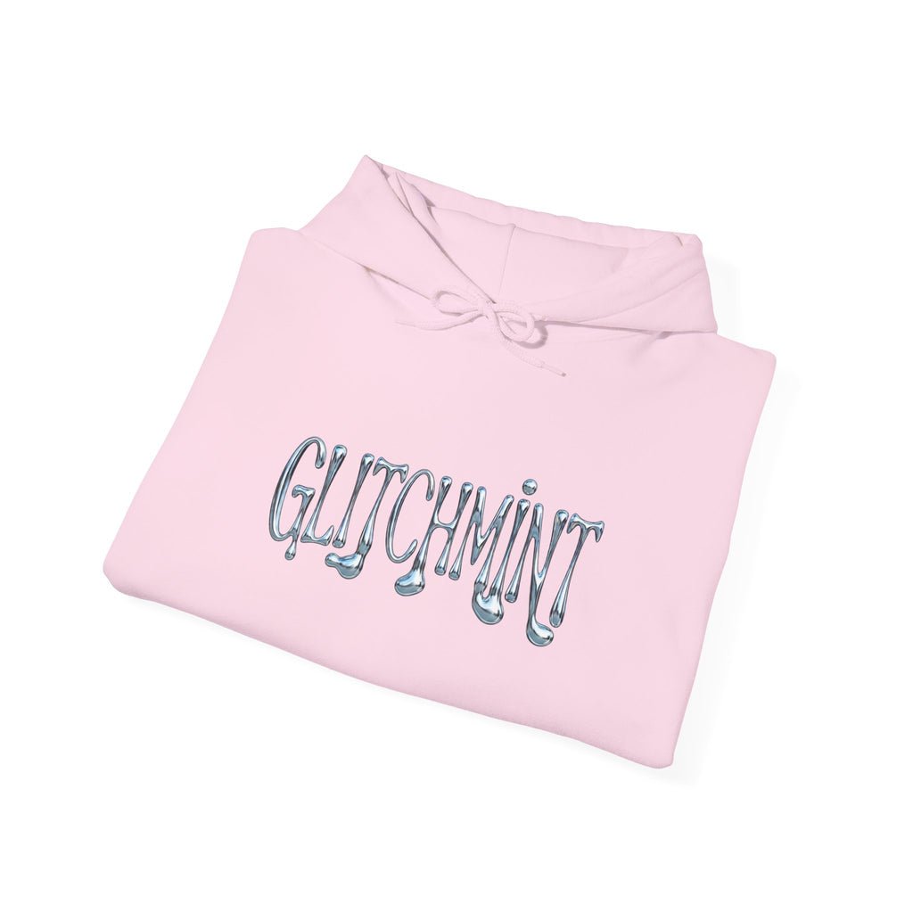 Retro-Futurist Chrome Liquid Logo Hoodie - Y2K Aesthetic