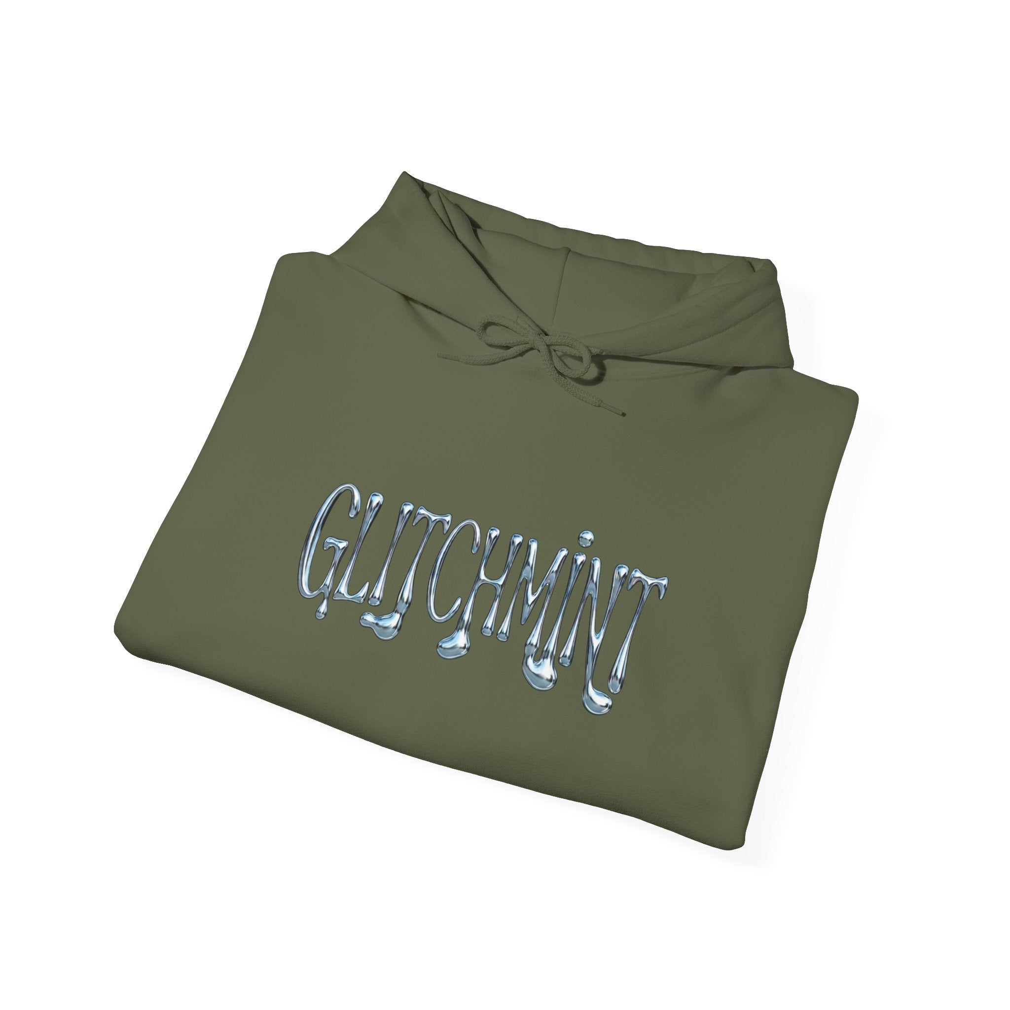 Retro-Futurist Chrome Liquid Logo Hoodie - Y2K Aesthetic