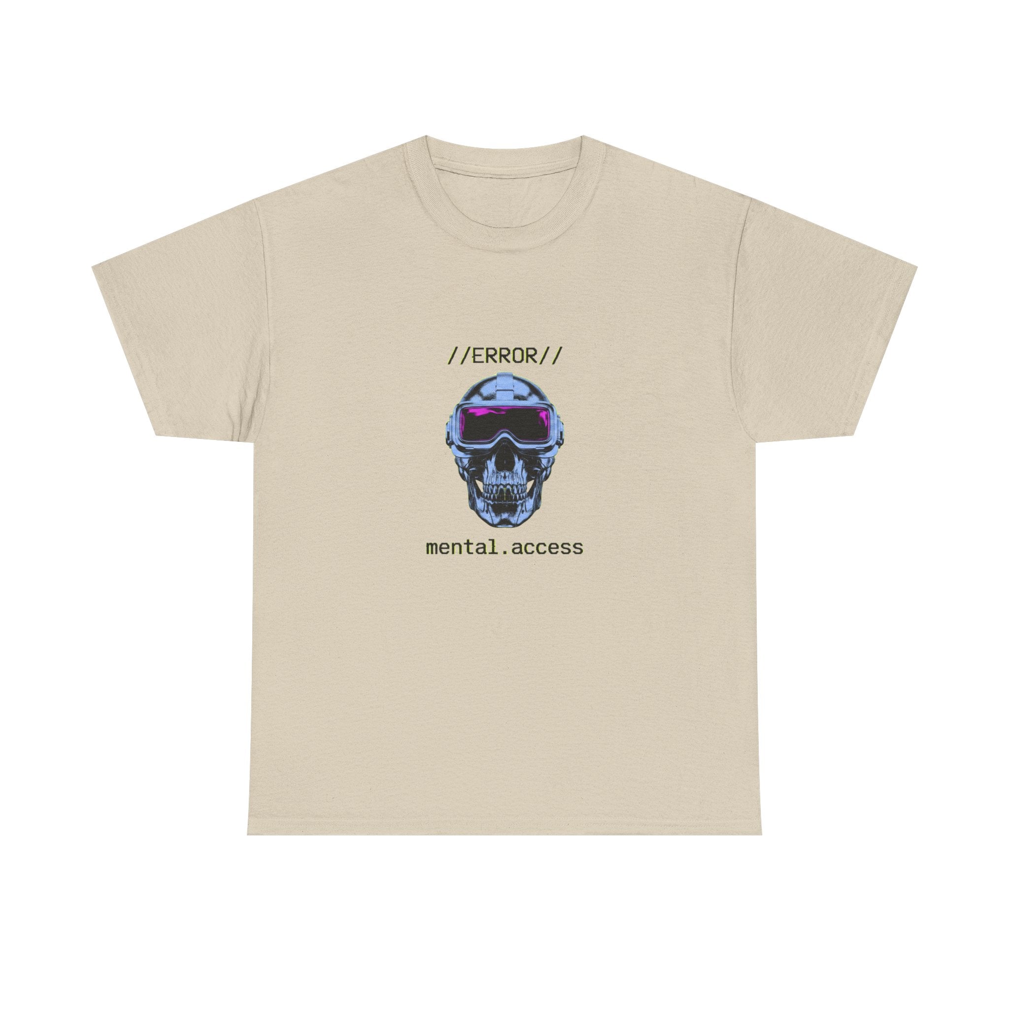 Unisex Heavyweight Tee - Mental Access 404 Chrome Skull