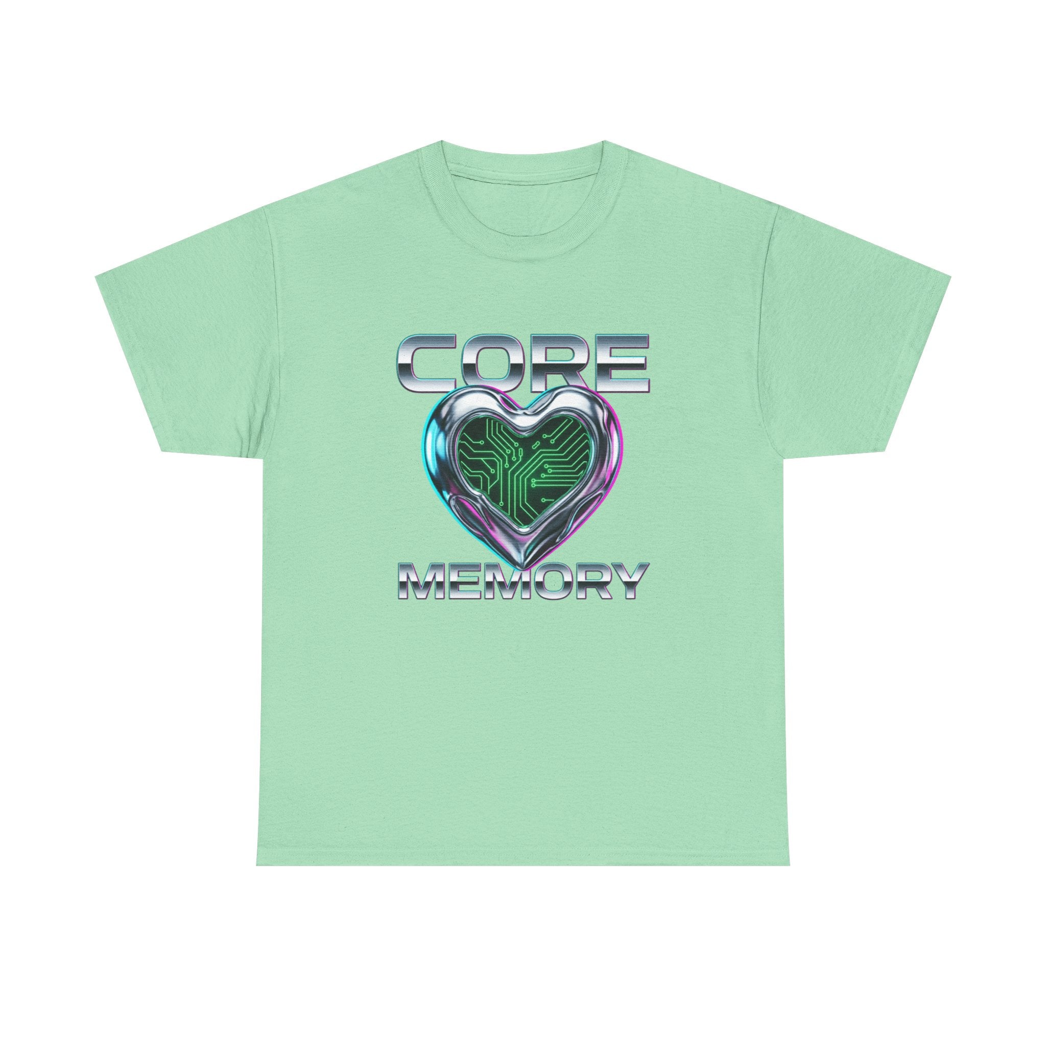 Chrome Memory Cache Cyber Heart Retro-Futurism Graphic Tee