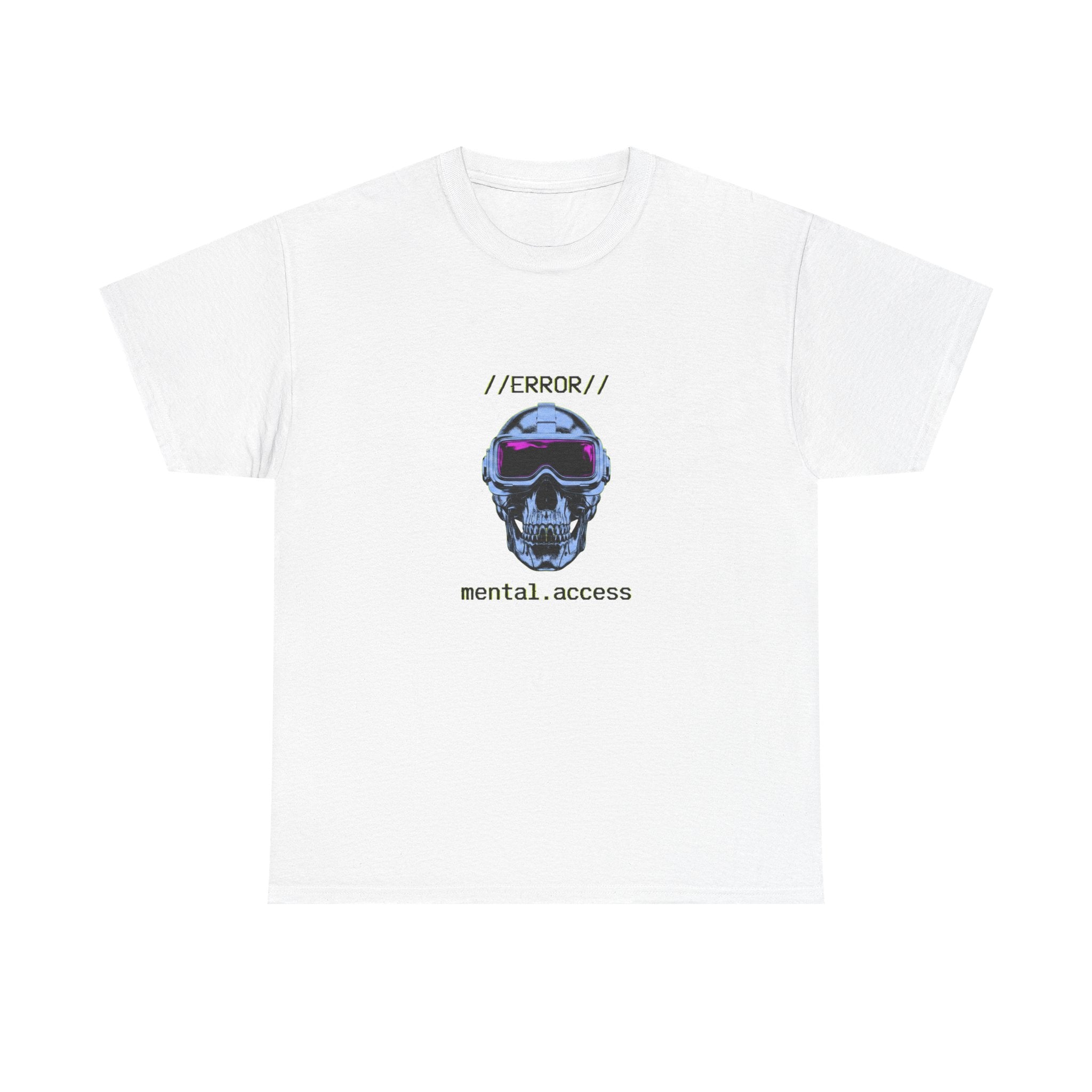 Unisex Heavyweight Tee - Mental Access 404 Chrome Skull