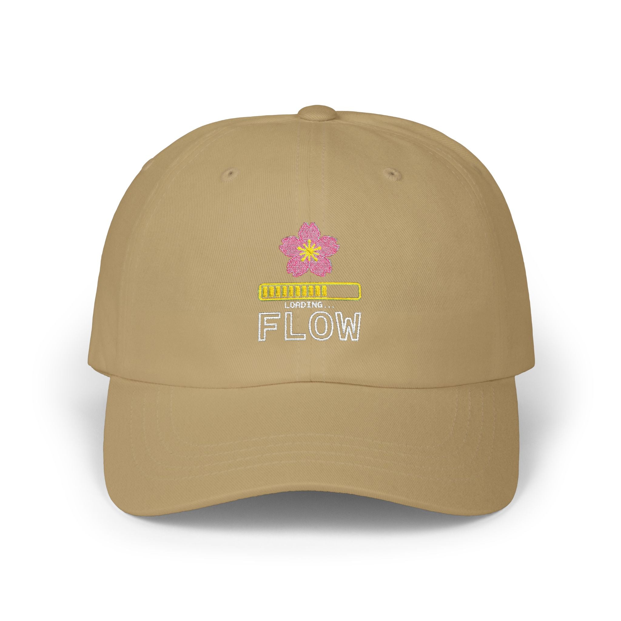 Cyber Sakura Embroidered Dad Hat - Retro-Futurism Y2K Tech Cap