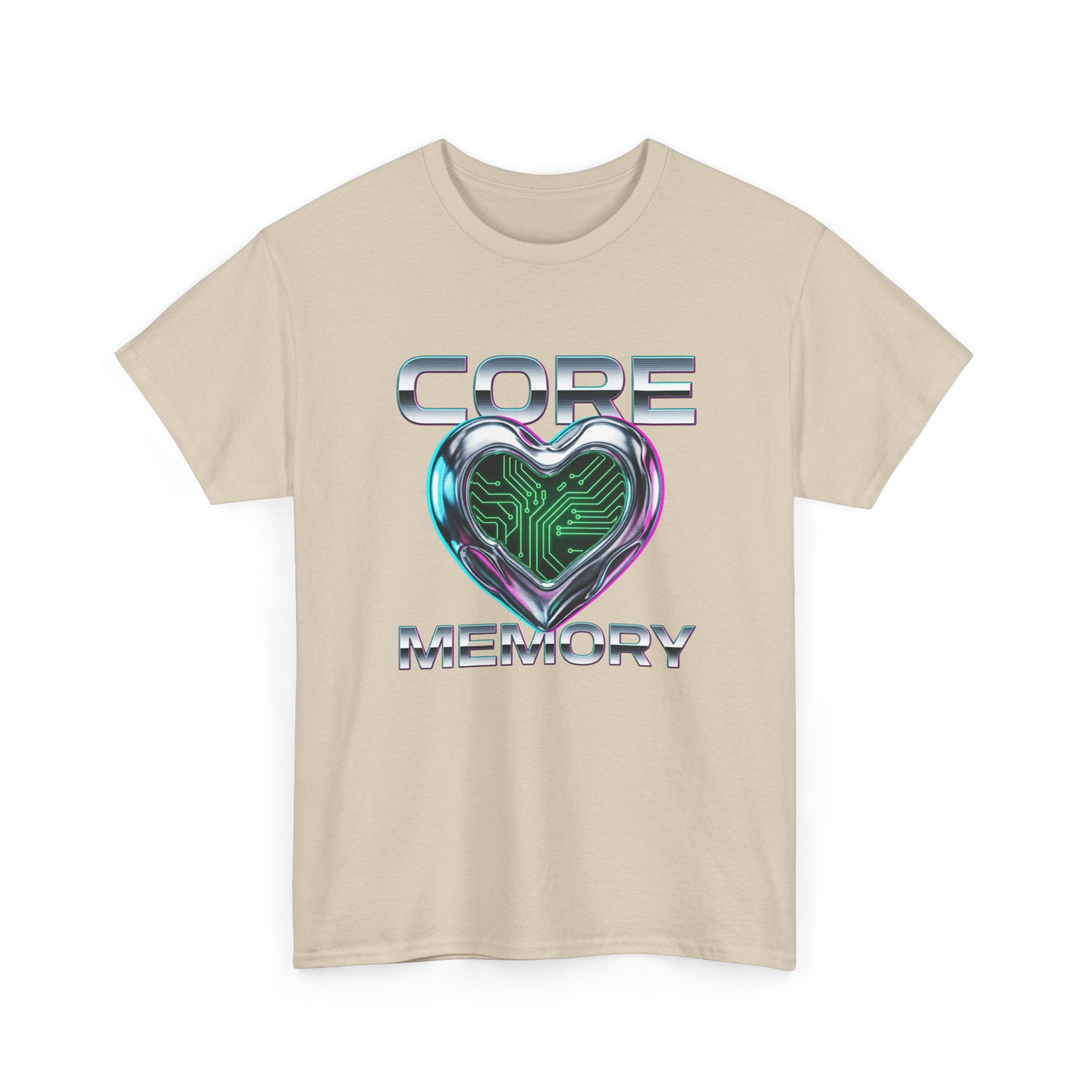 Chrome Memory Cache Cyber Heart Retro-Futurism Graphic Tee