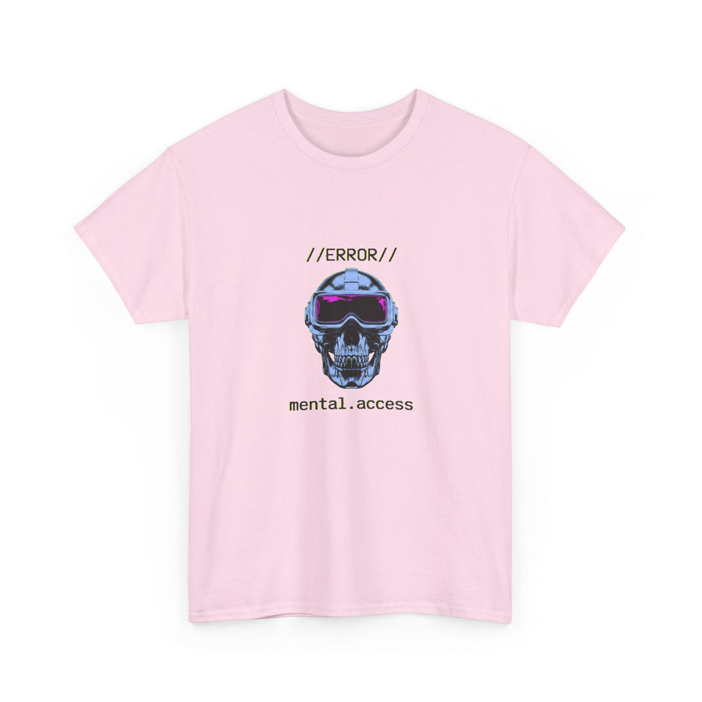 Unisex Heavyweight Tee - Mental Access 404 Chrome Skull