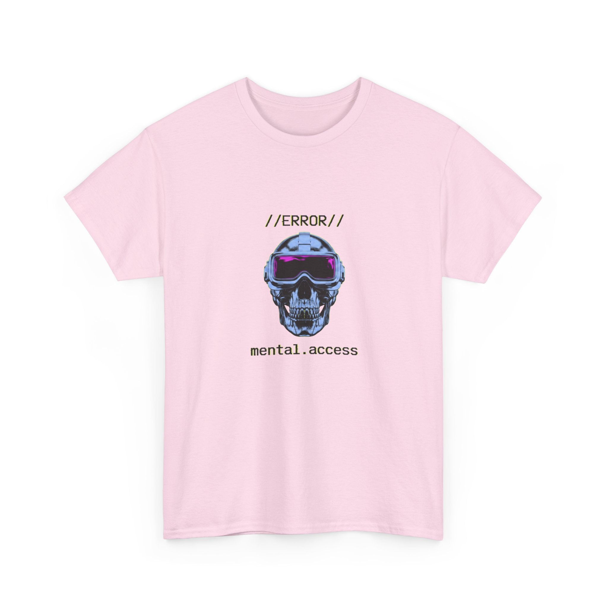 Unisex Heavyweight Tee - Mental Access 404 Chrome Skull