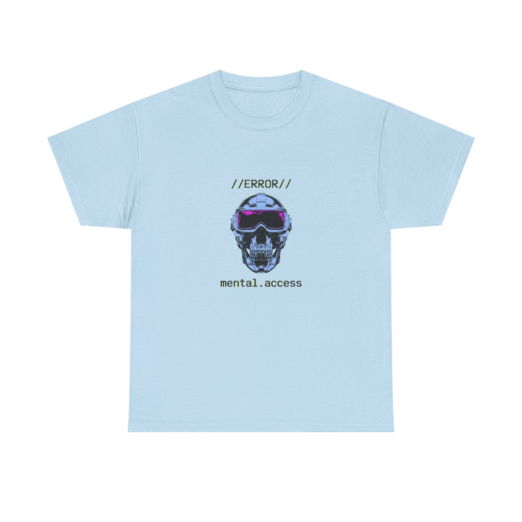 Unisex Heavyweight Tee - Mental Access 404 Chrome Skull