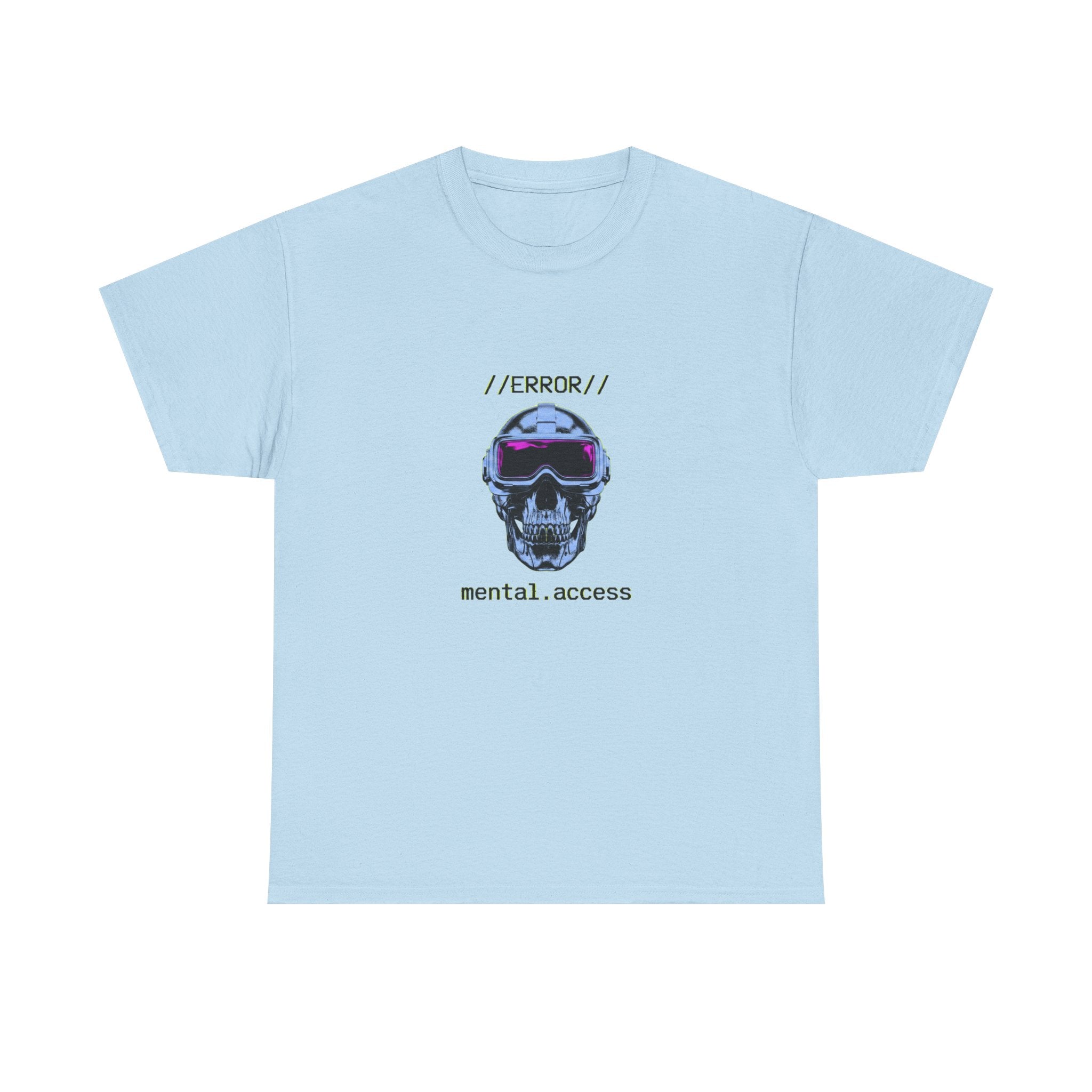 Unisex Heavyweight Tee - Mental Access 404 Chrome Skull