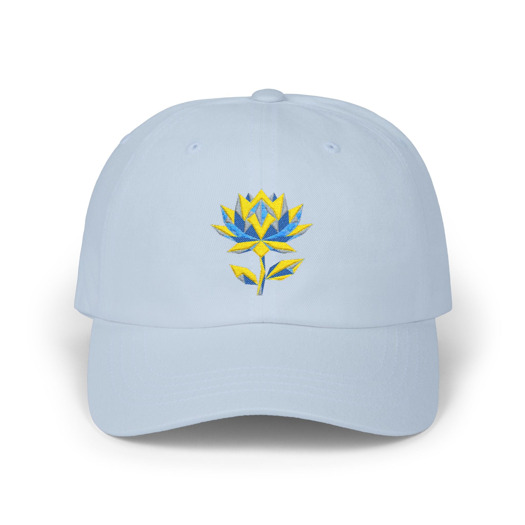 Embroidered Dad Hat - Low Poly Lotus Cyberpunk Aesthetic