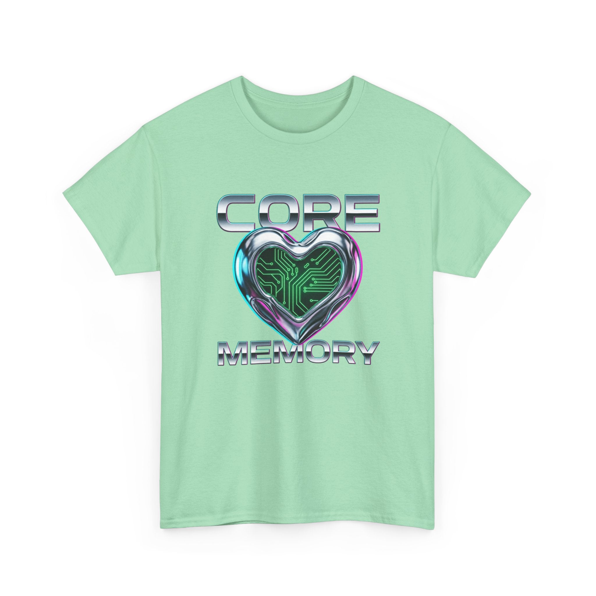 Chrome Memory Cache Cyber Heart Retro-Futurism Graphic Tee