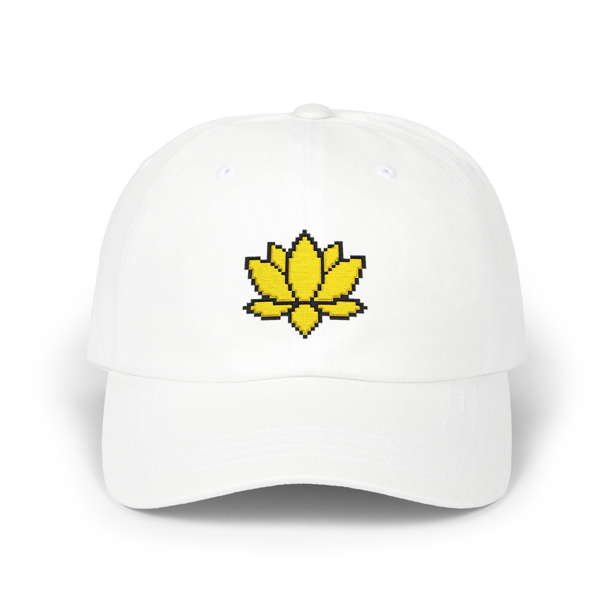 Embroidered Pixel Lotus Dad Hat | Minimalist Y2K Tech Cap