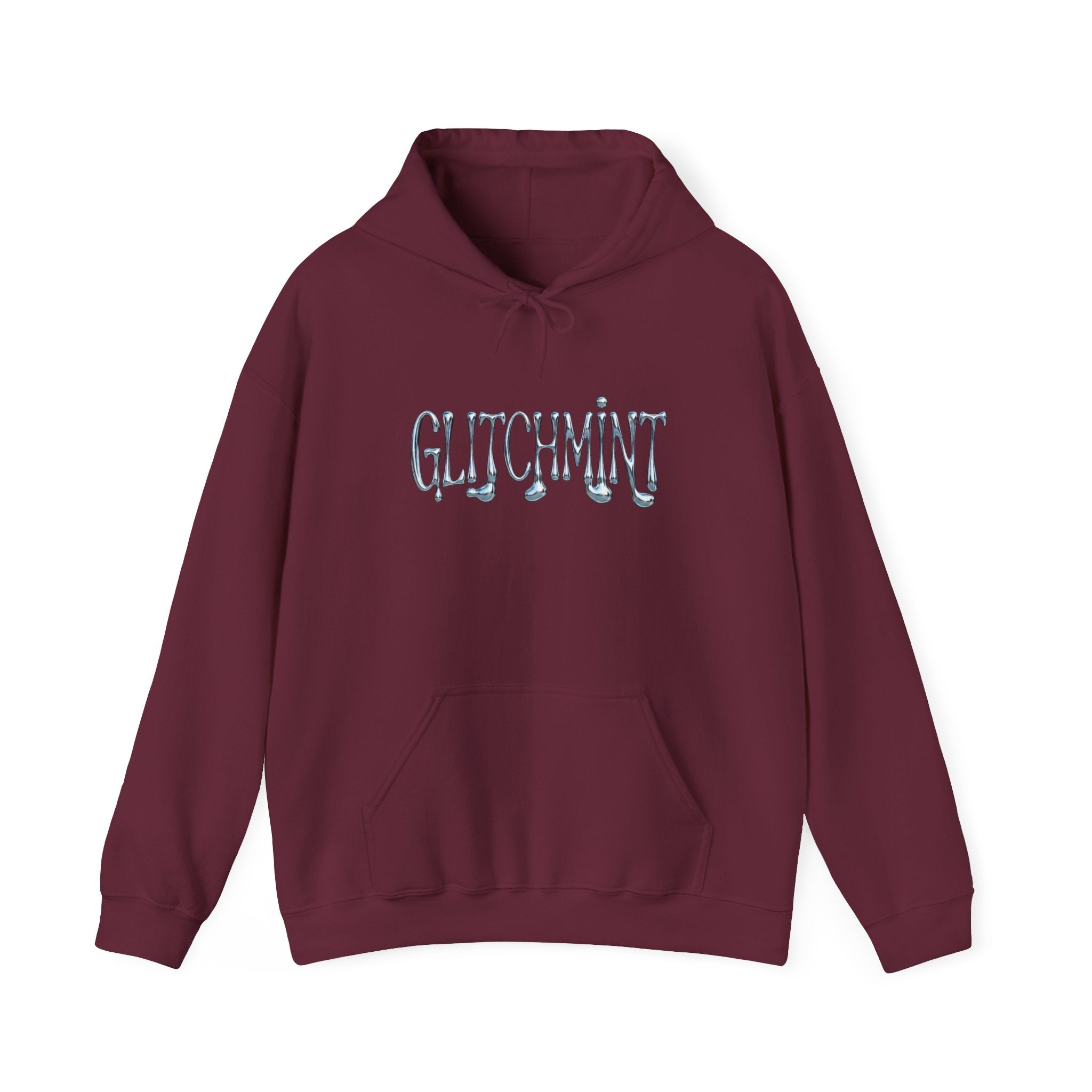 Retro-Futurist Chrome Liquid Logo Hoodie - Y2K Aesthetic