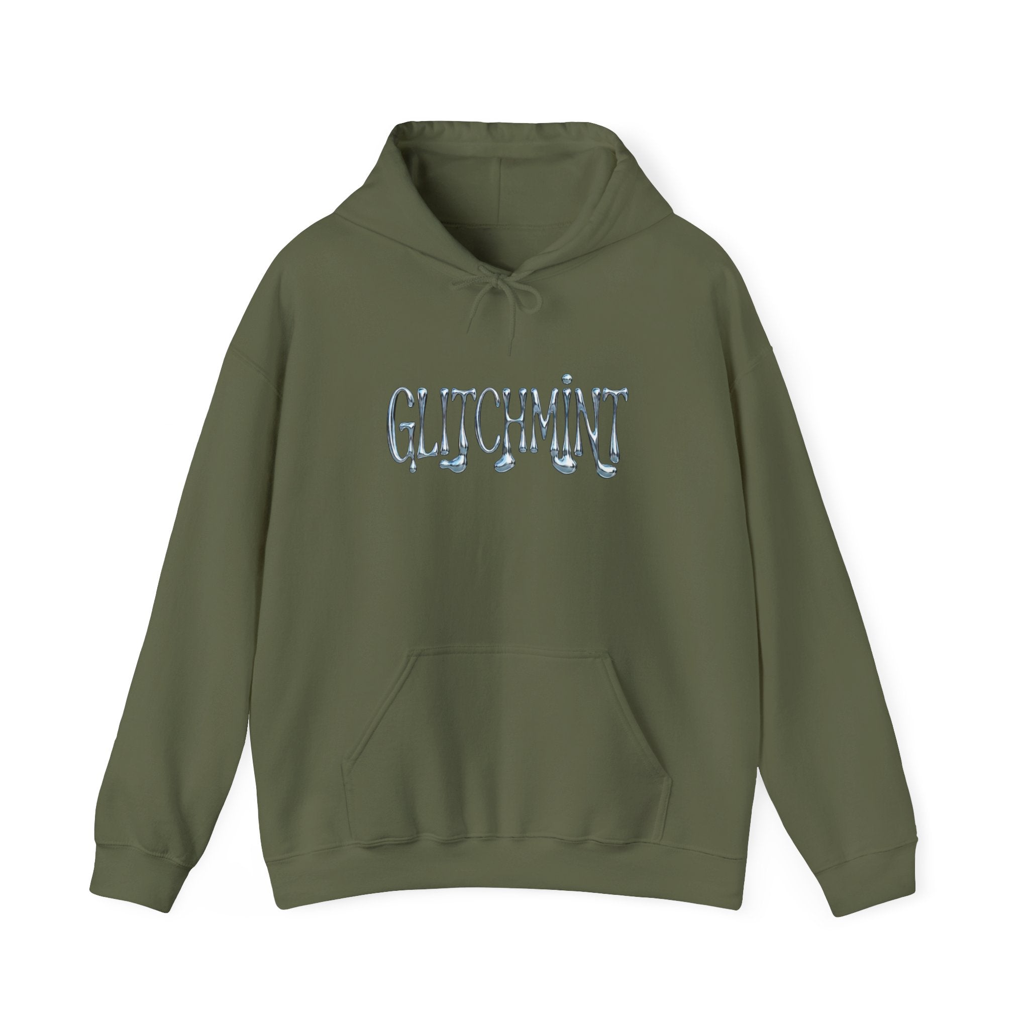 Retro-Futurist Chrome Liquid Logo Hoodie - Y2K Aesthetic