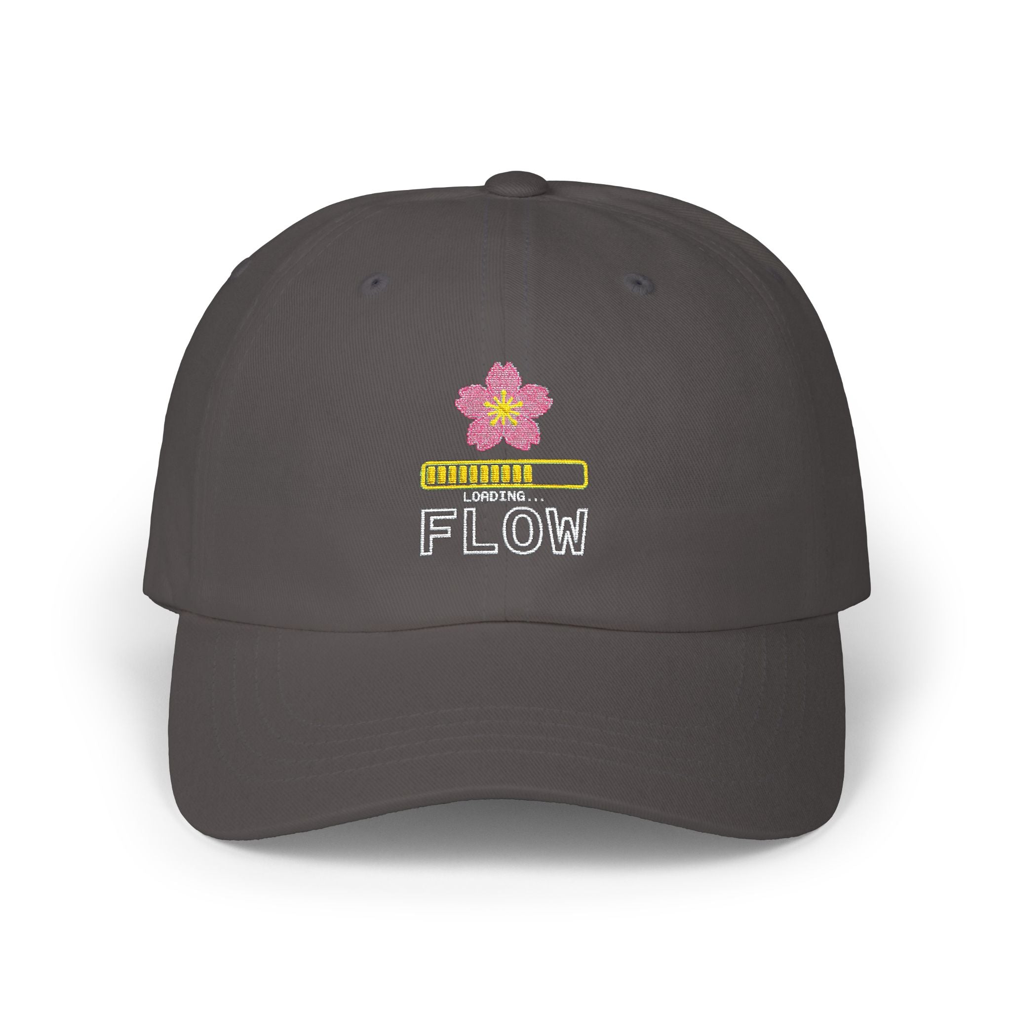 Cyber Sakura Embroidered Dad Hat - Retro-Futurism Y2K Tech Cap
