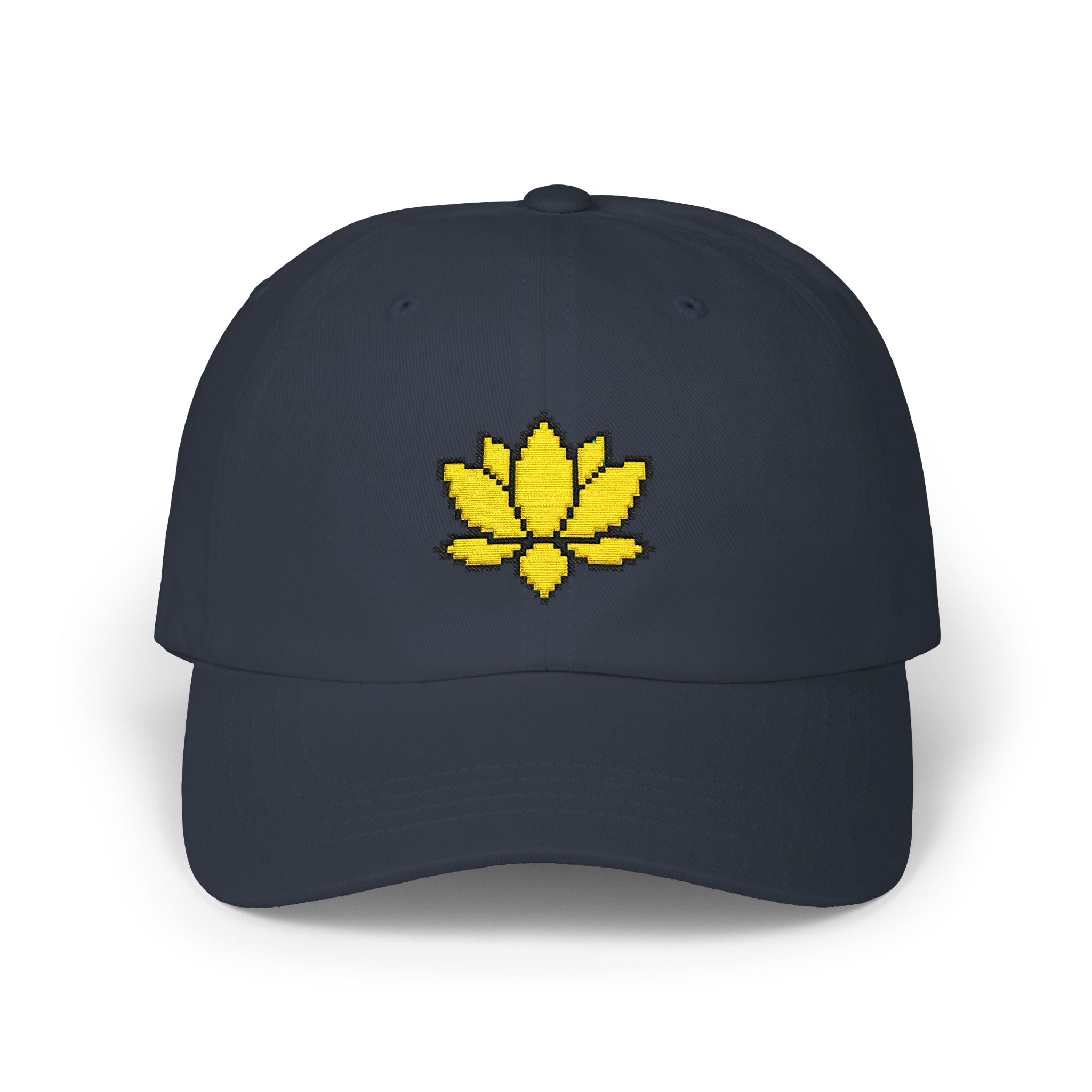 Embroidered Pixel Lotus Dad Hat | Minimalist Y2K Tech Cap