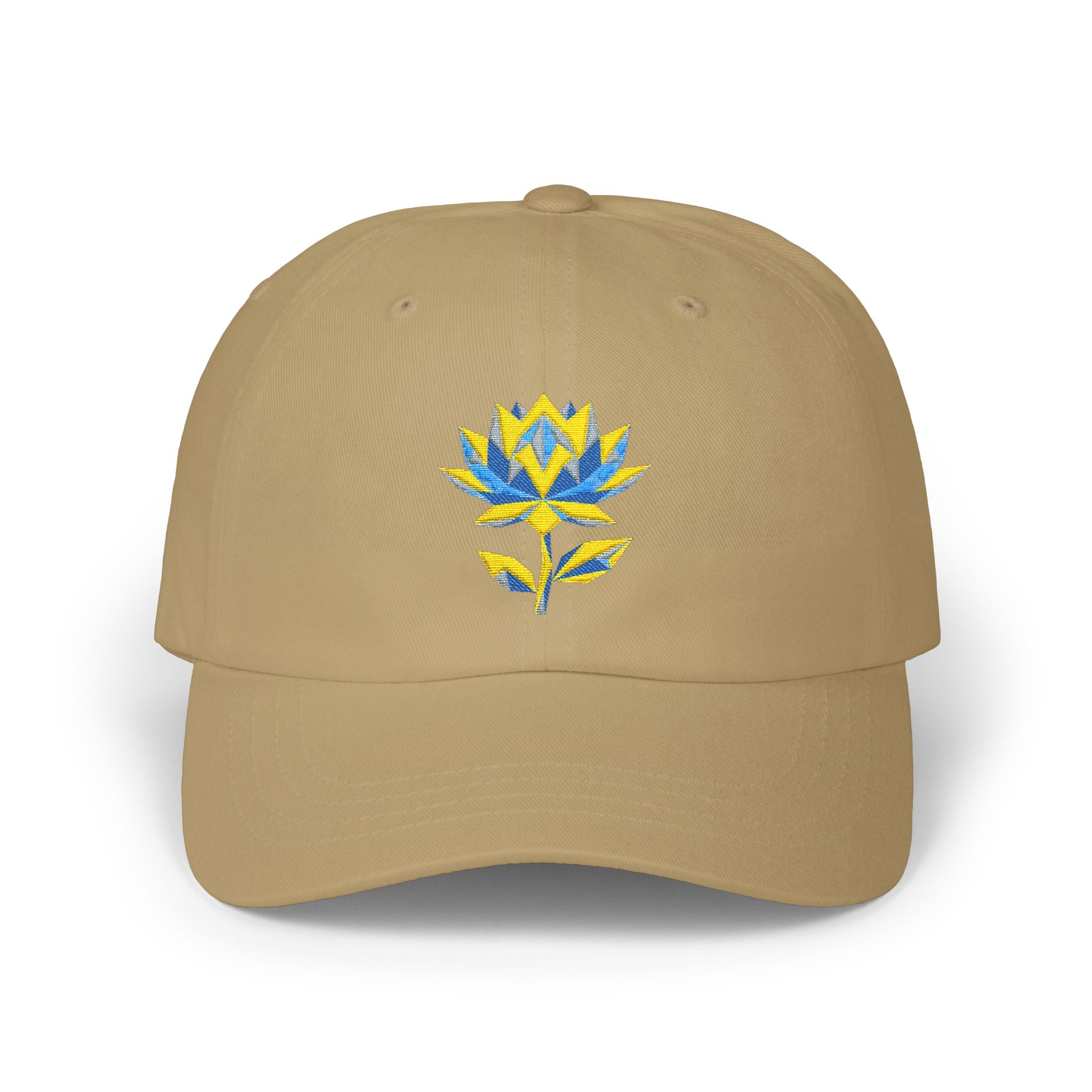 Embroidered Dad Hat - Low Poly Lotus Cyberpunk Aesthetic