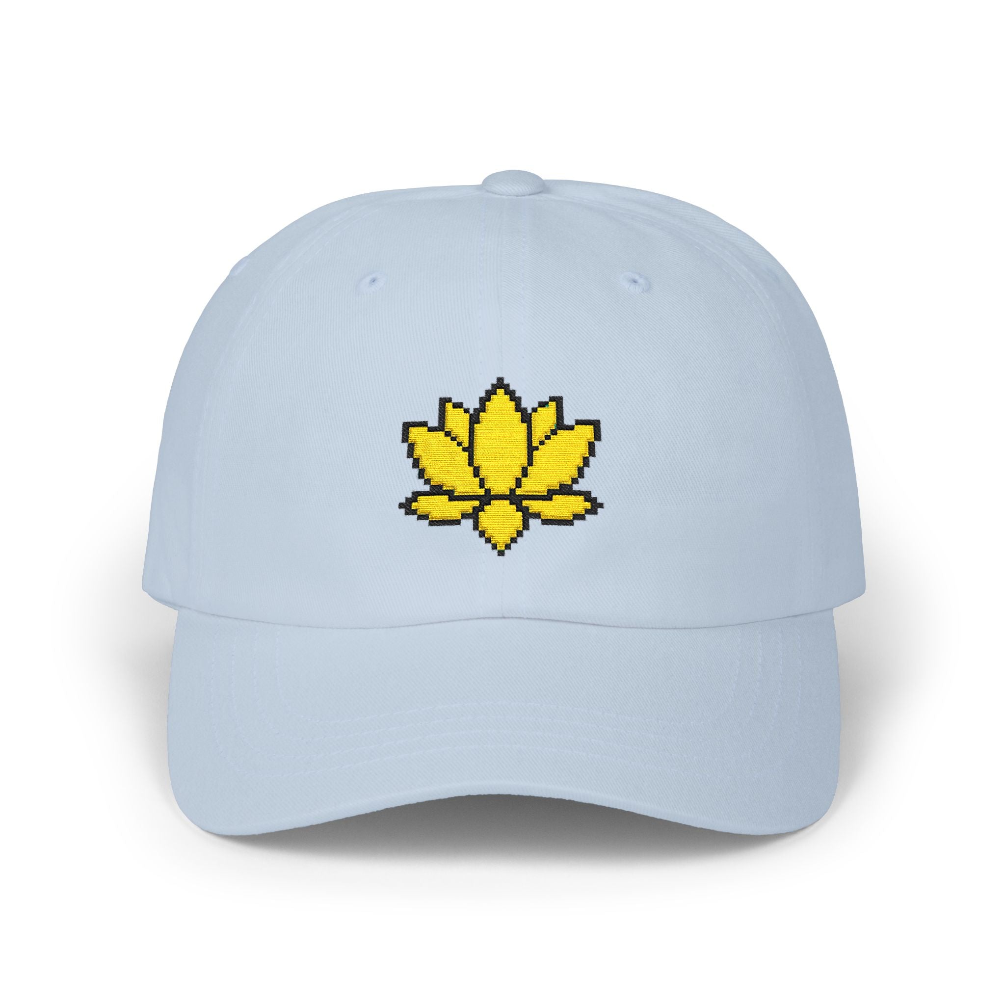 Embroidered Pixel Lotus Dad Hat | Minimalist Y2K Tech Cap