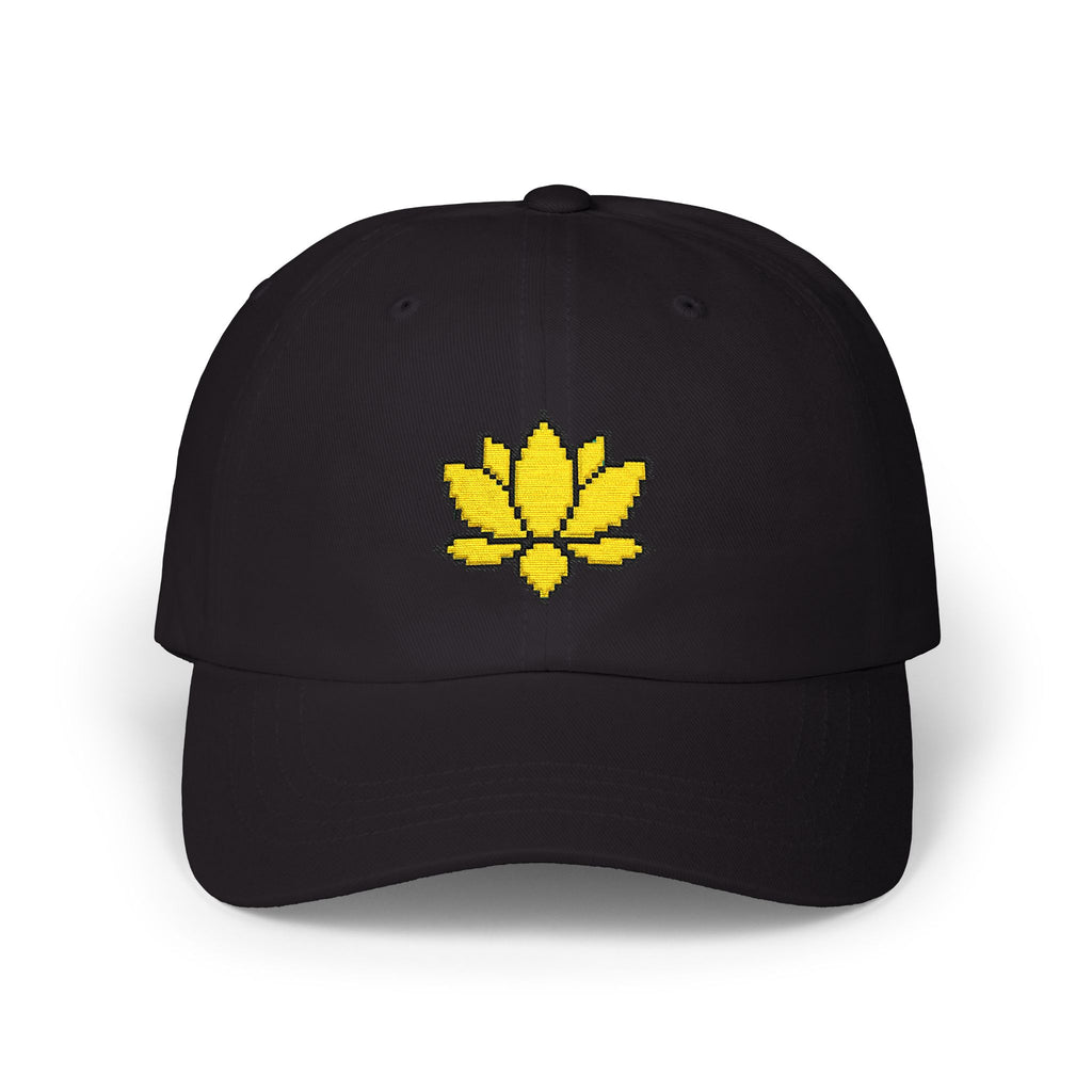Embroidered Pixel Lotus Dad Hat | Minimalist Y2K Tech Cap