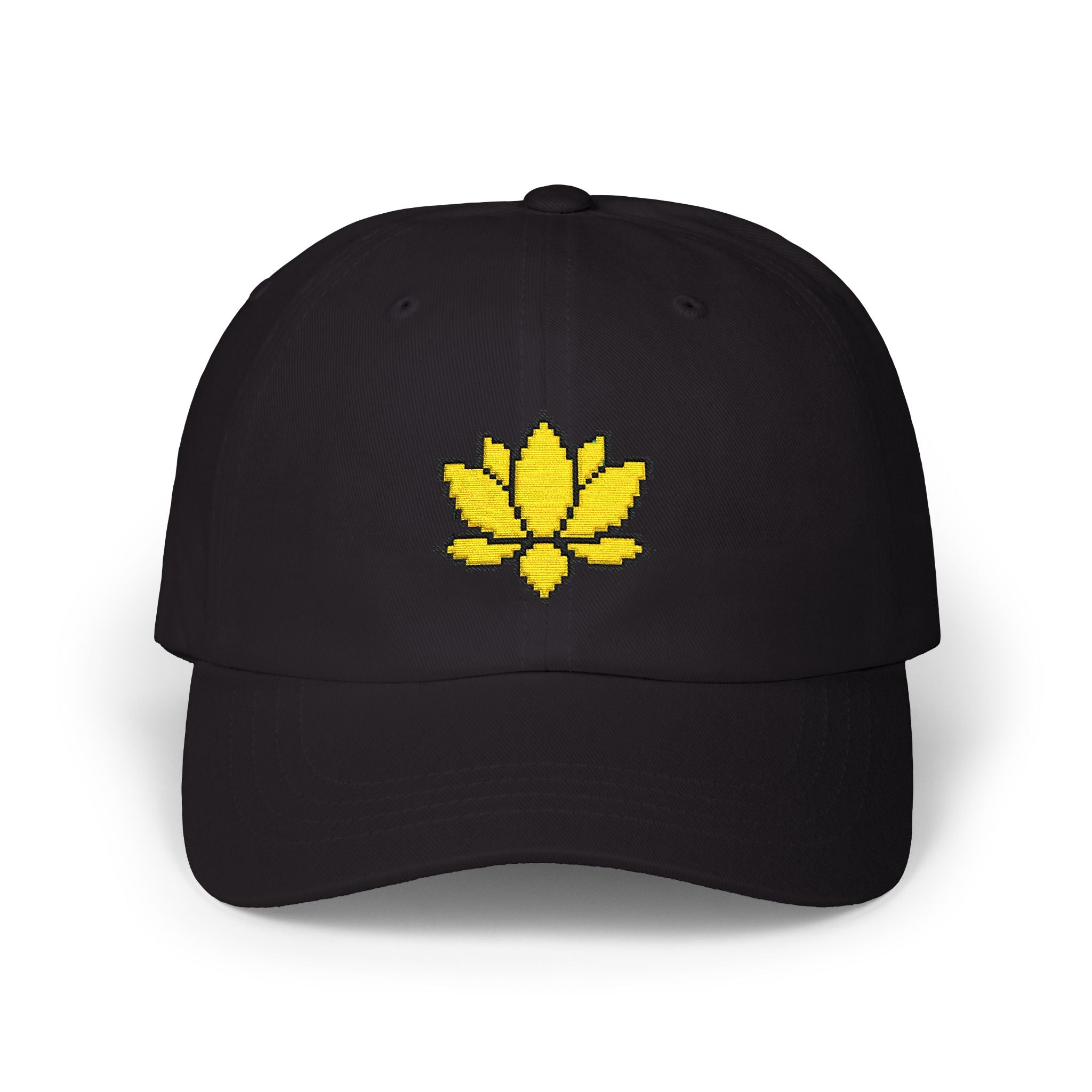 Embroidered Pixel Lotus Dad Hat | Minimalist Y2K Tech Cap