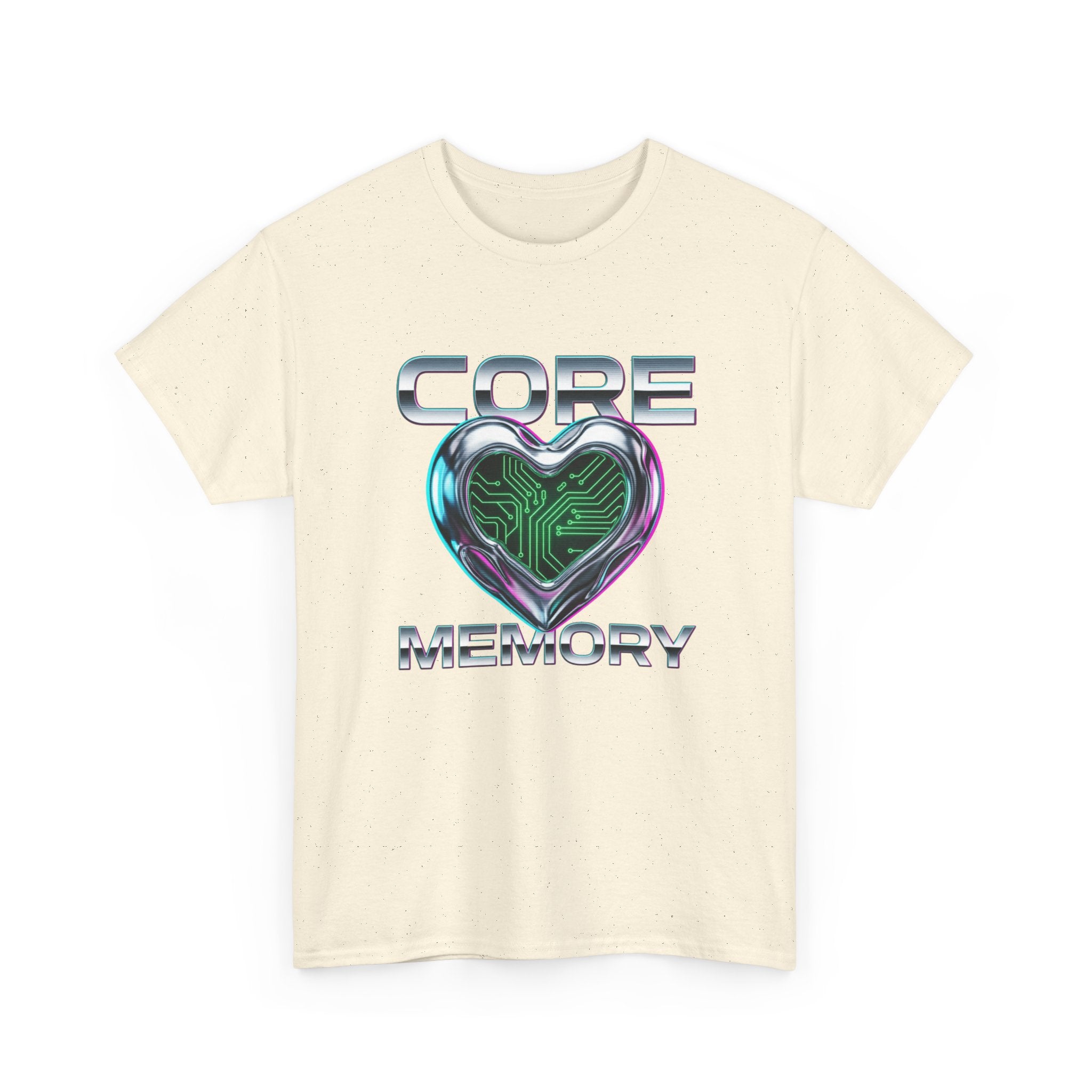 Chrome Memory Cache Cyber Heart Retro-Futurism Graphic Tee
