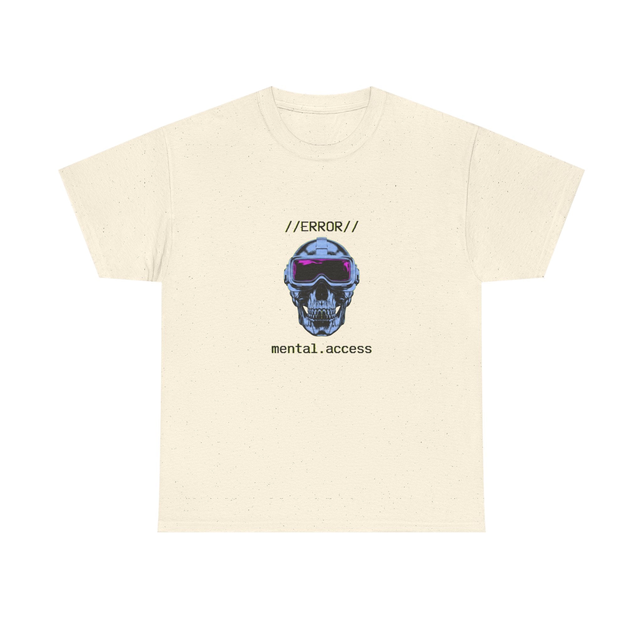 Unisex Heavyweight Tee - Mental Access 404 Chrome Skull