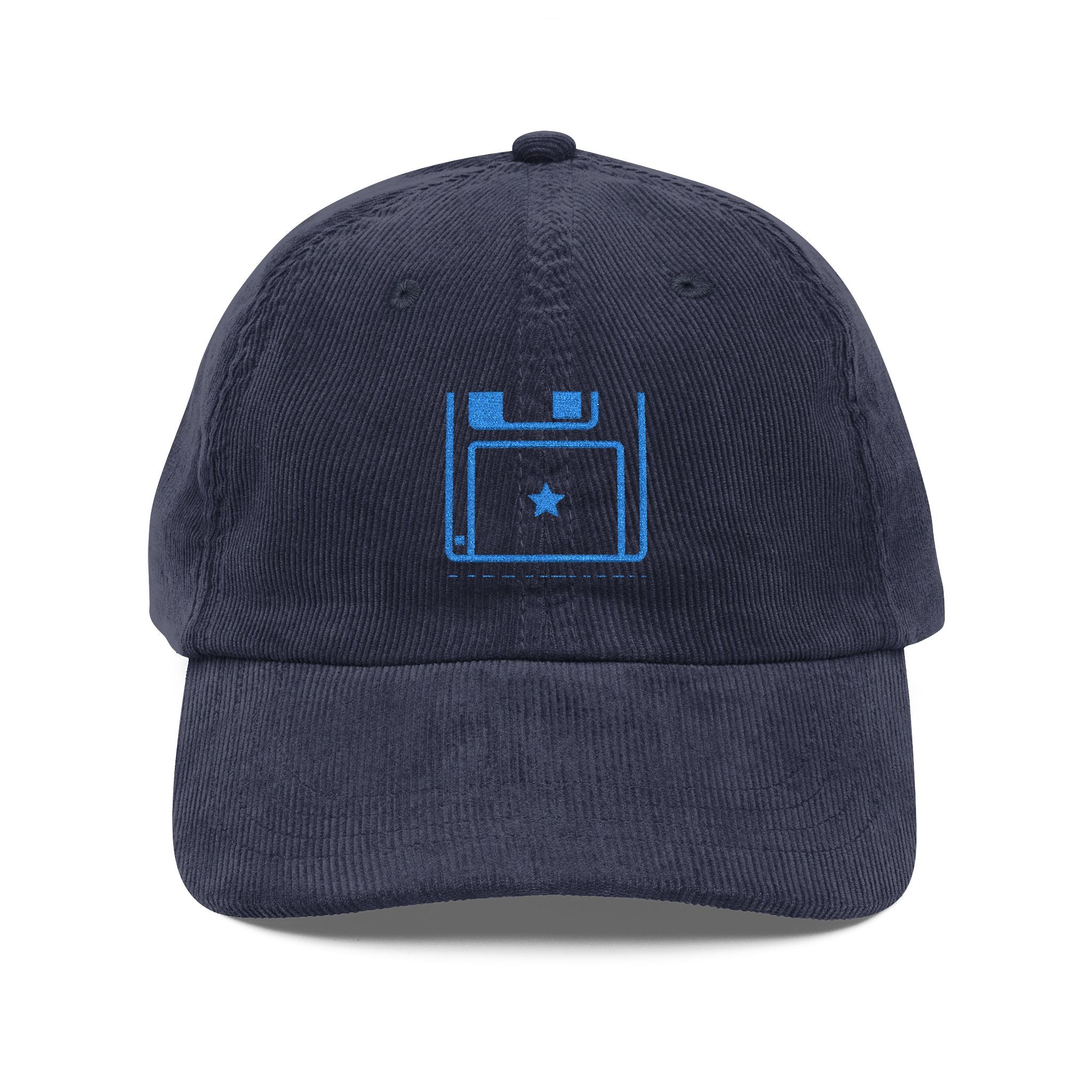 Floppy Disk Corduroy Hat Retro Tech Embroidered Cap