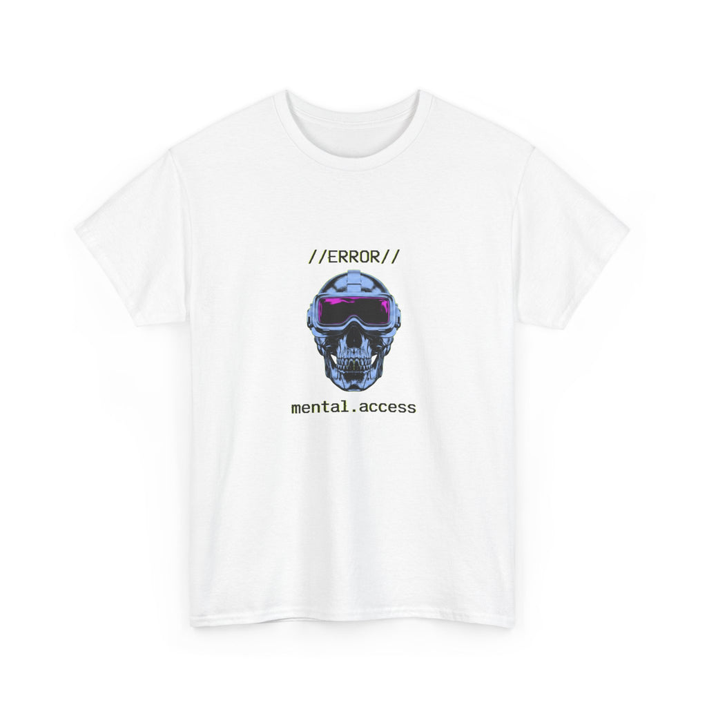 Unisex Heavyweight Tee - Mental Access 404 Chrome Skull