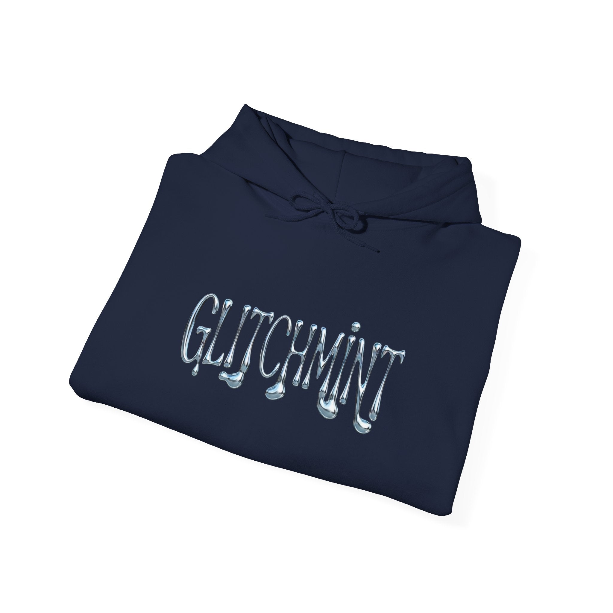 Retro-Futurist Chrome Liquid Logo Hoodie - Y2K Aesthetic