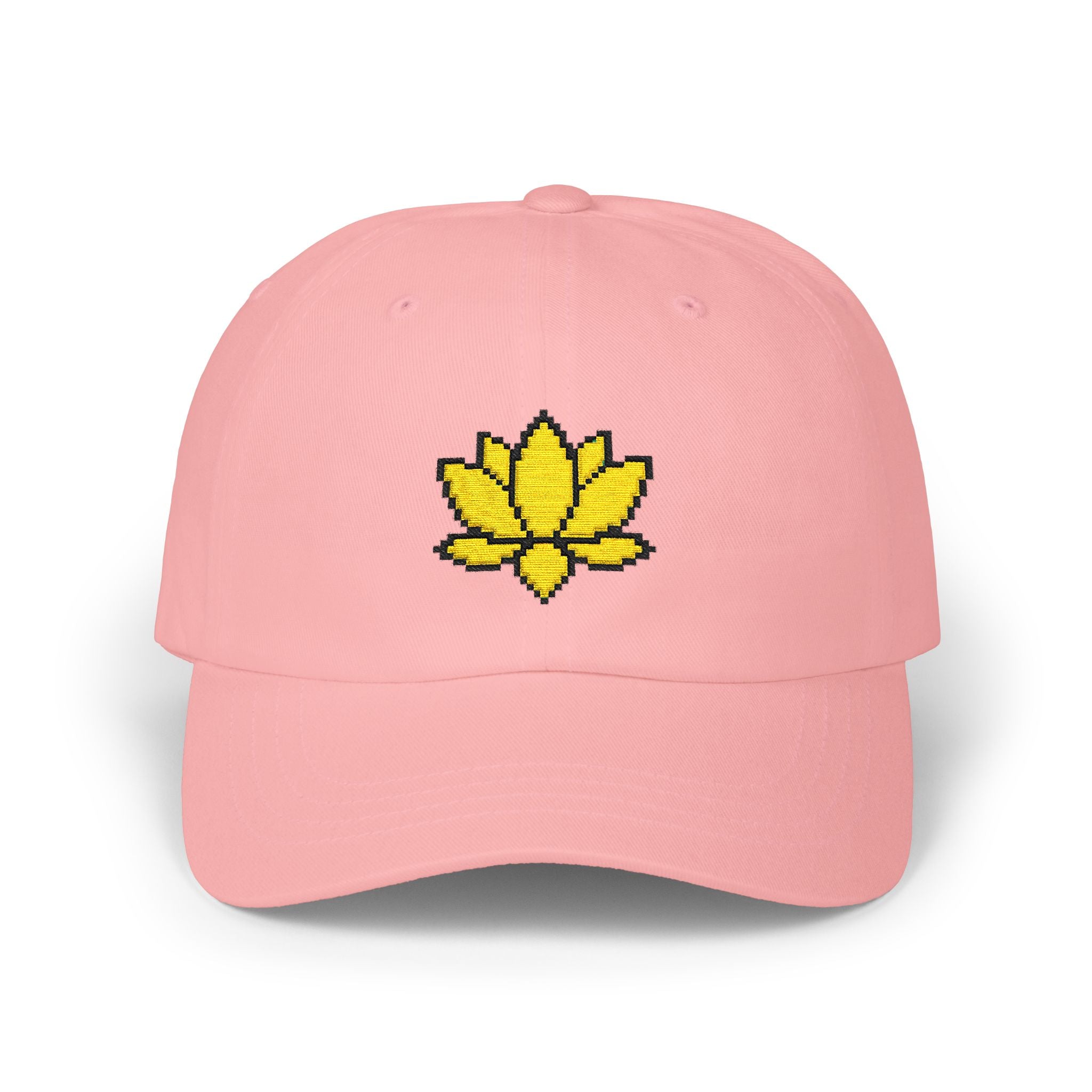 Embroidered Pixel Lotus Dad Hat | Minimalist Y2K Tech Cap