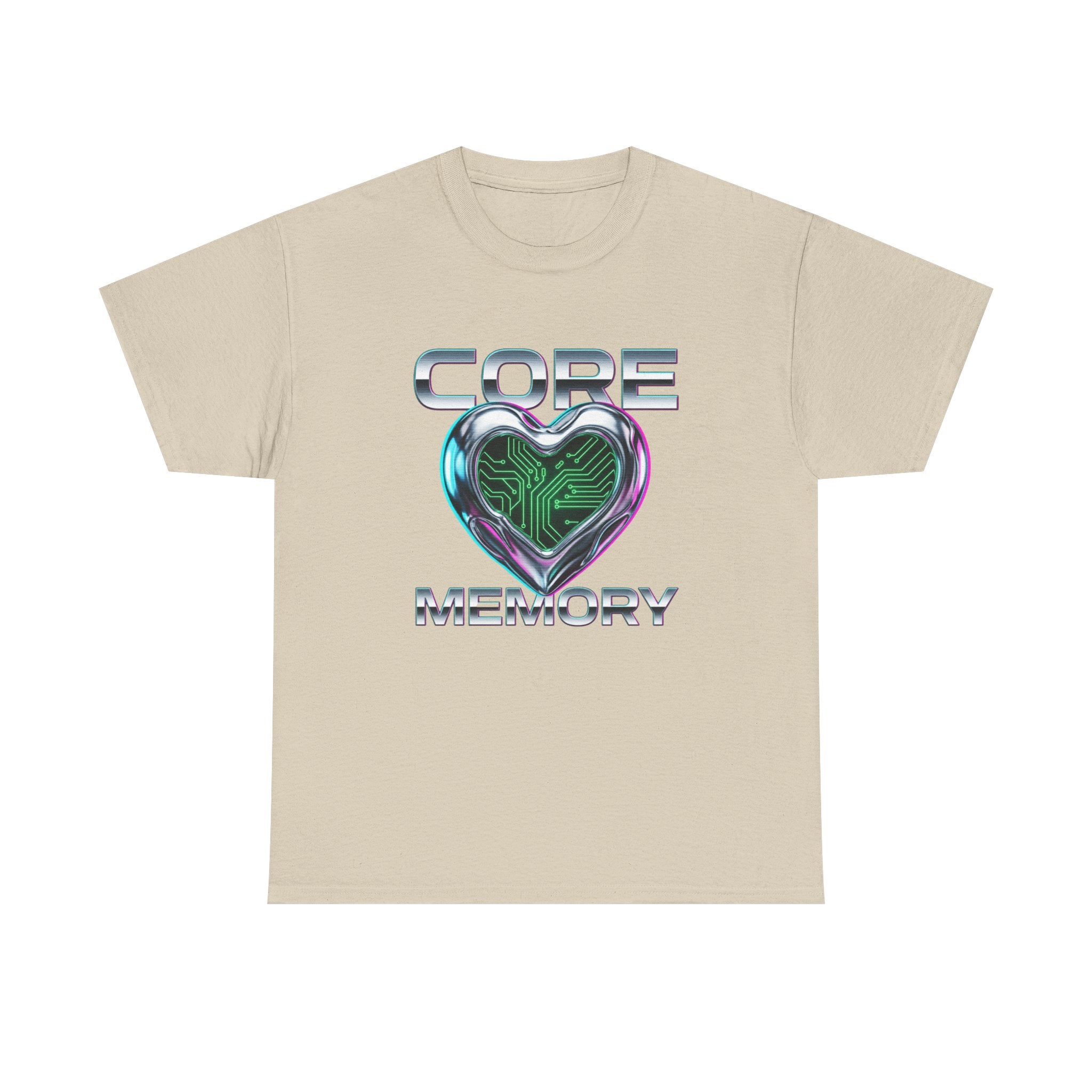 Chrome Memory Cache Cyber Heart Retro-Futurism Graphic Tee