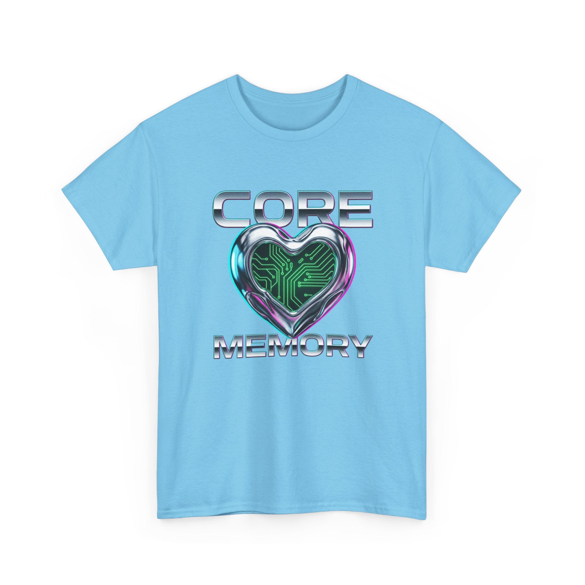Chrome Memory Cache Cyber Heart Retro-Futurism Graphic Tee