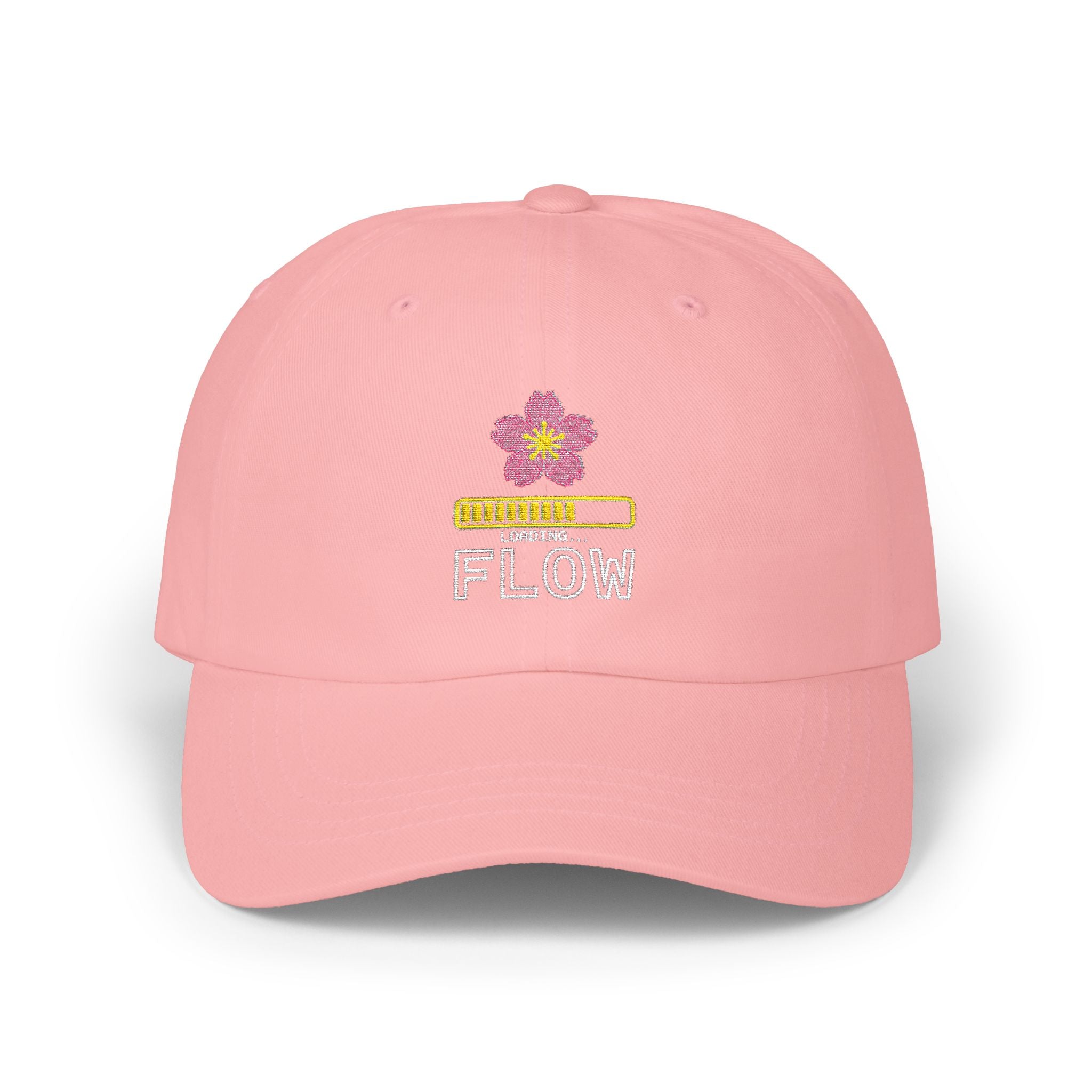 Cyber Sakura Embroidered Dad Hat - Retro-Futurism Y2K Tech Cap