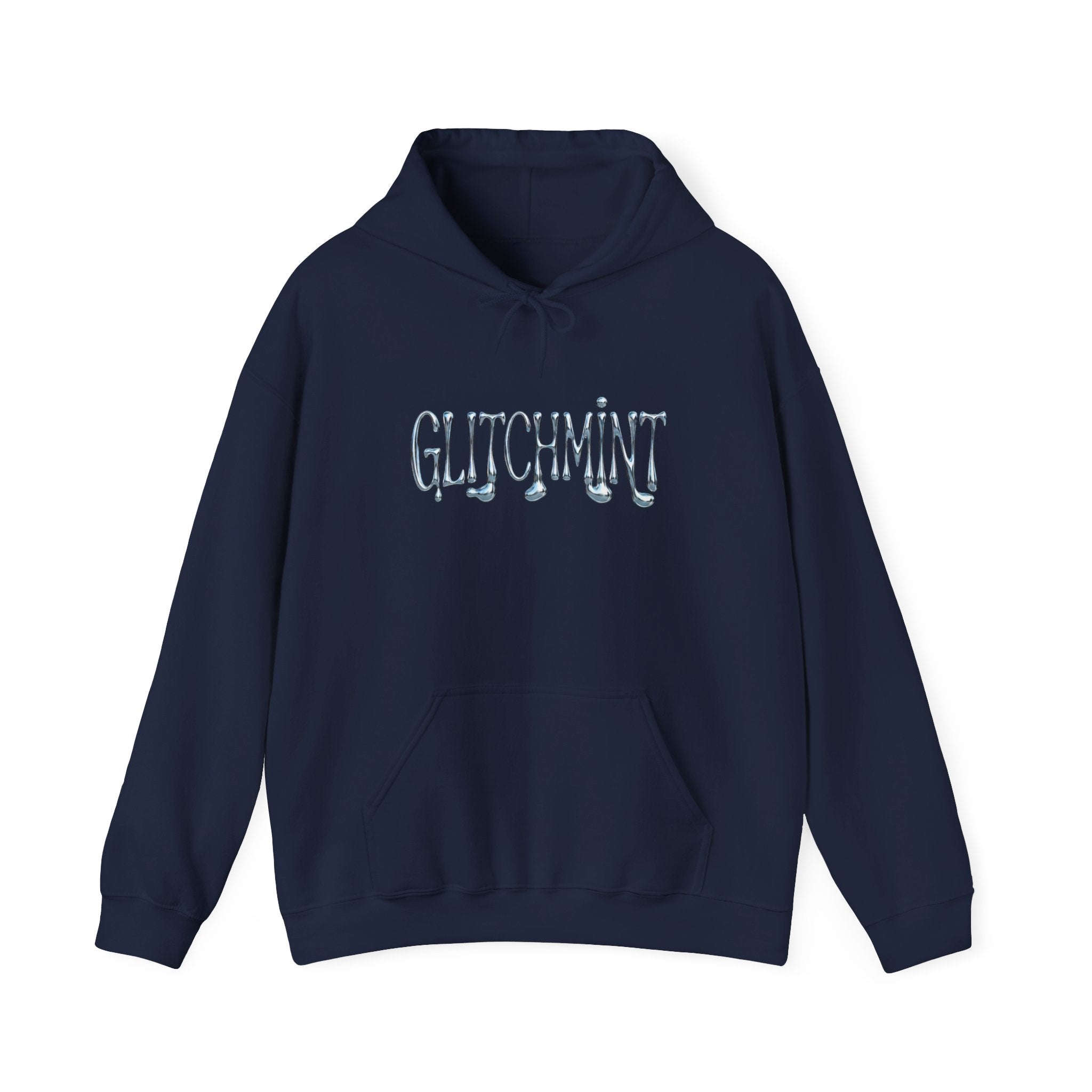 Retro-Futurist Chrome Liquid Logo Hoodie - Y2K Aesthetic