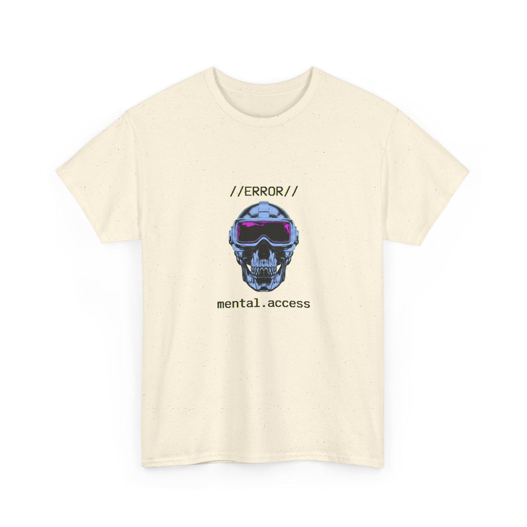 Unisex Heavyweight Tee - Mental Access 404 Chrome Skull