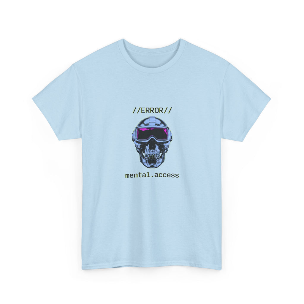 Unisex Heavyweight Tee - Mental Access 404 Chrome Skull