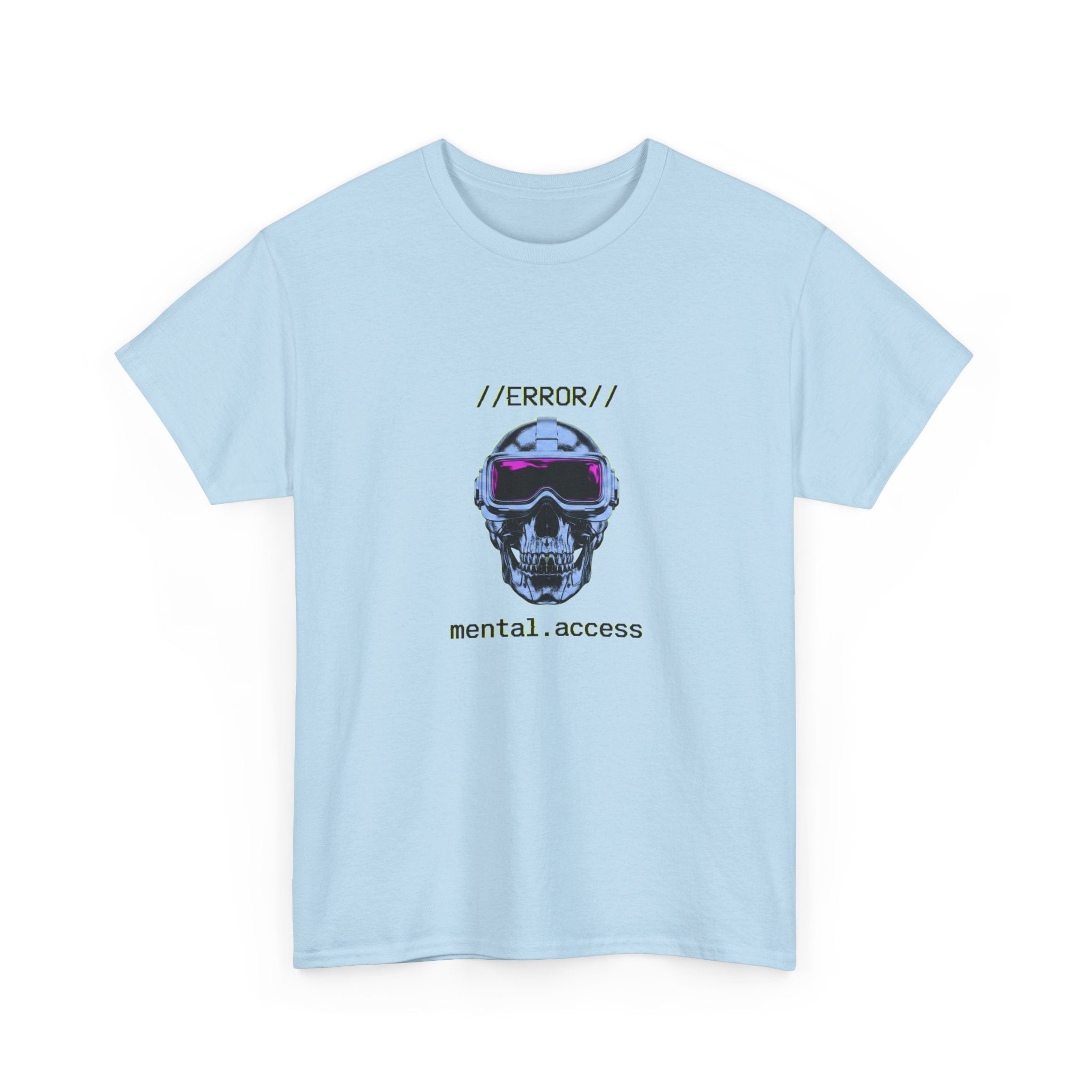 Unisex Heavyweight Tee - Mental Access 404 Chrome Skull