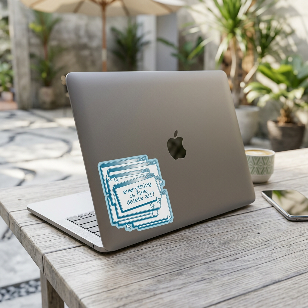 Nihilist Pop-Up Stack Sticker - Y2K Retro Tech Aesthetic