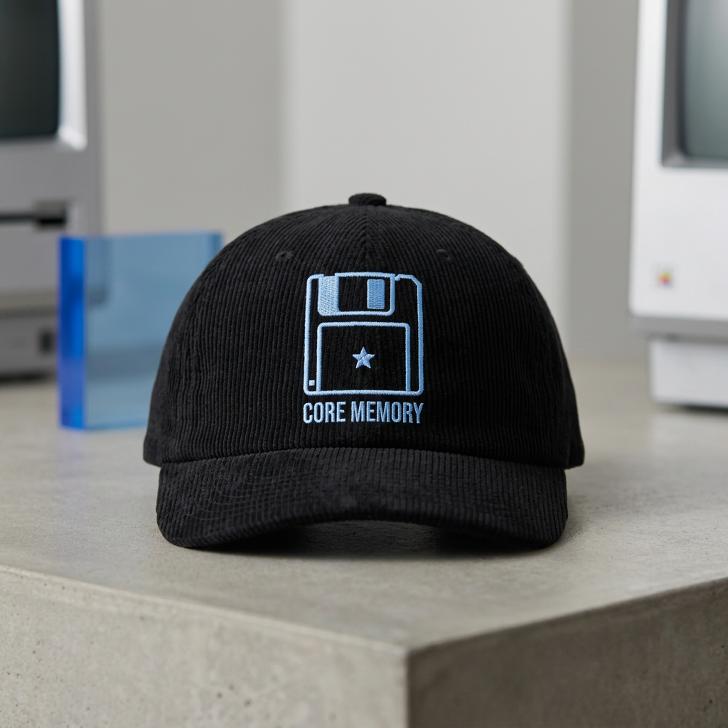Floppy Disk Corduroy Hat Retro Tech Embroidered Cap