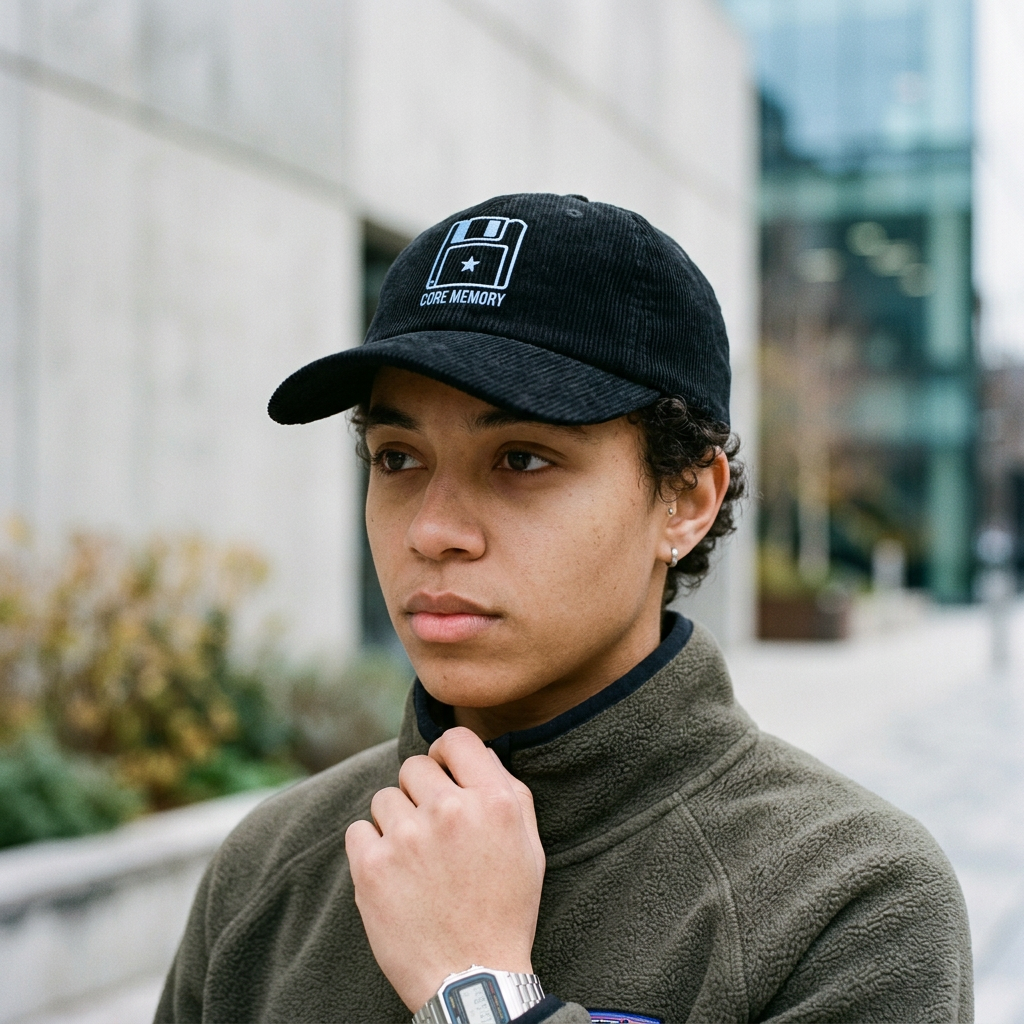 Floppy Disk Corduroy Hat Retro Tech Embroidered Cap