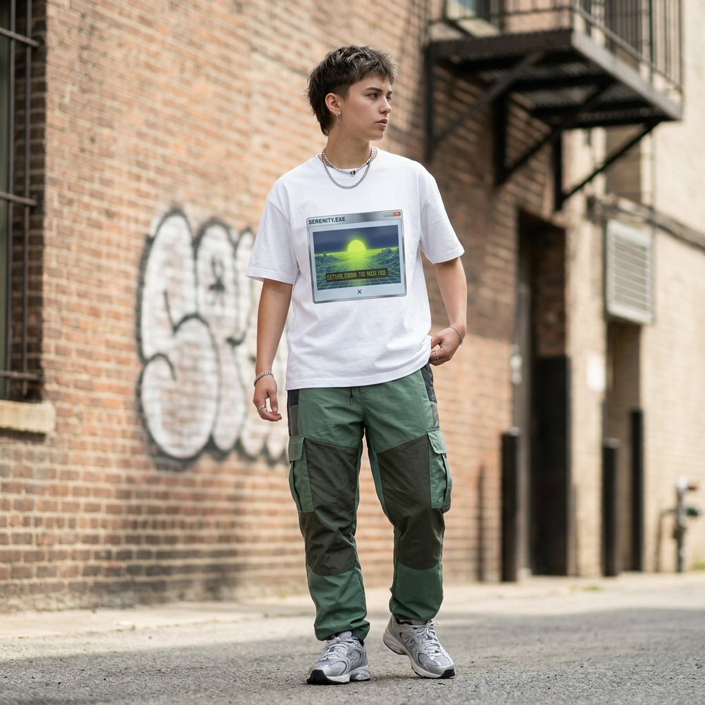 Retro-Futurism Glitch T-Shirt - Serenity EXE Graphic Tee