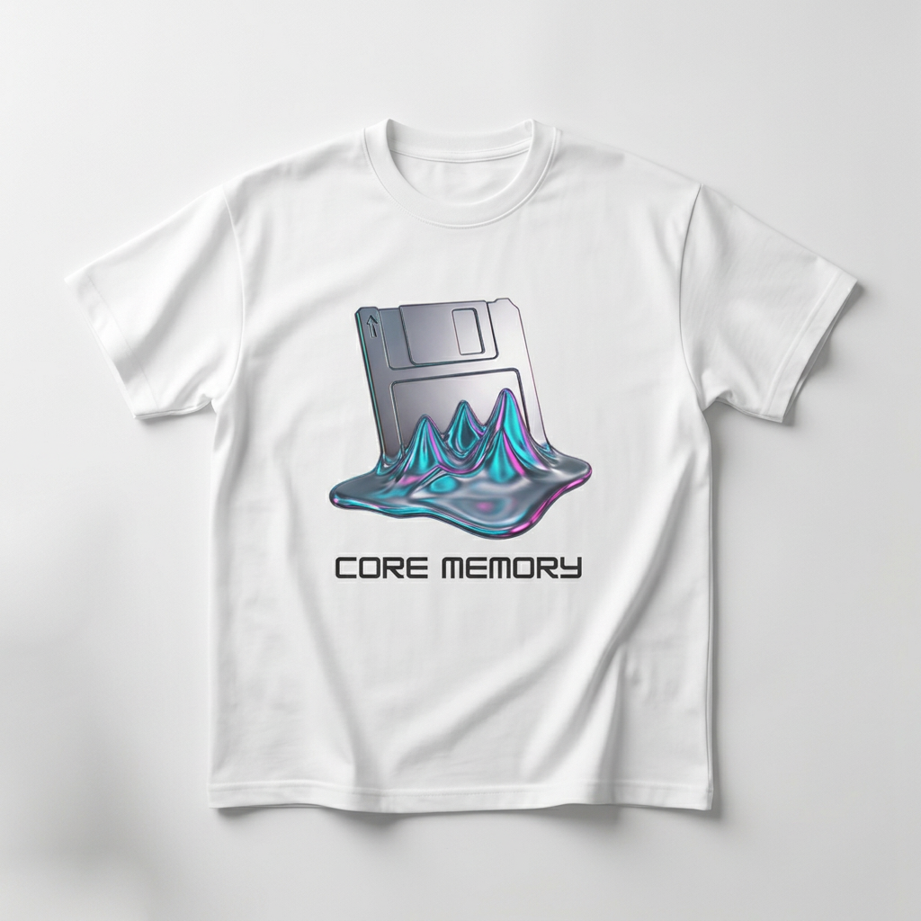 Oversized Glitch Graphic Tee - Corrupted Core Memory