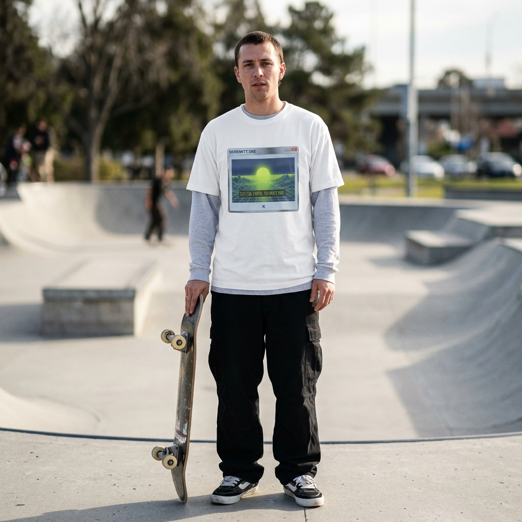 Retro-Futurism Glitch T-Shirt - Serenity EXE Graphic Tee